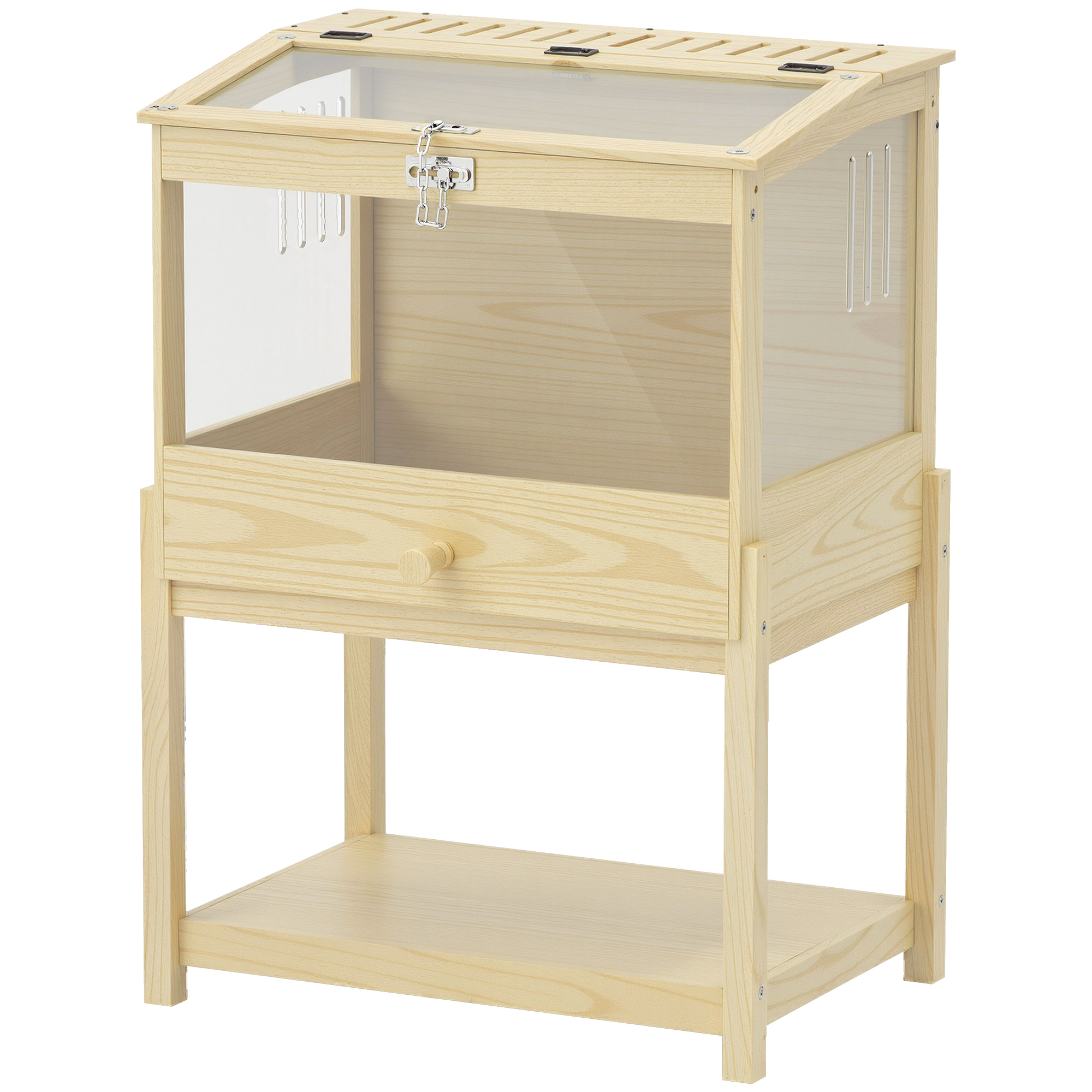Hamsterkäfig 2 Etagen Nagerkäfig Kleintierkäfig mit klappbarem Deckel, groß 83,2 x 50 x 103 cm Naturholz