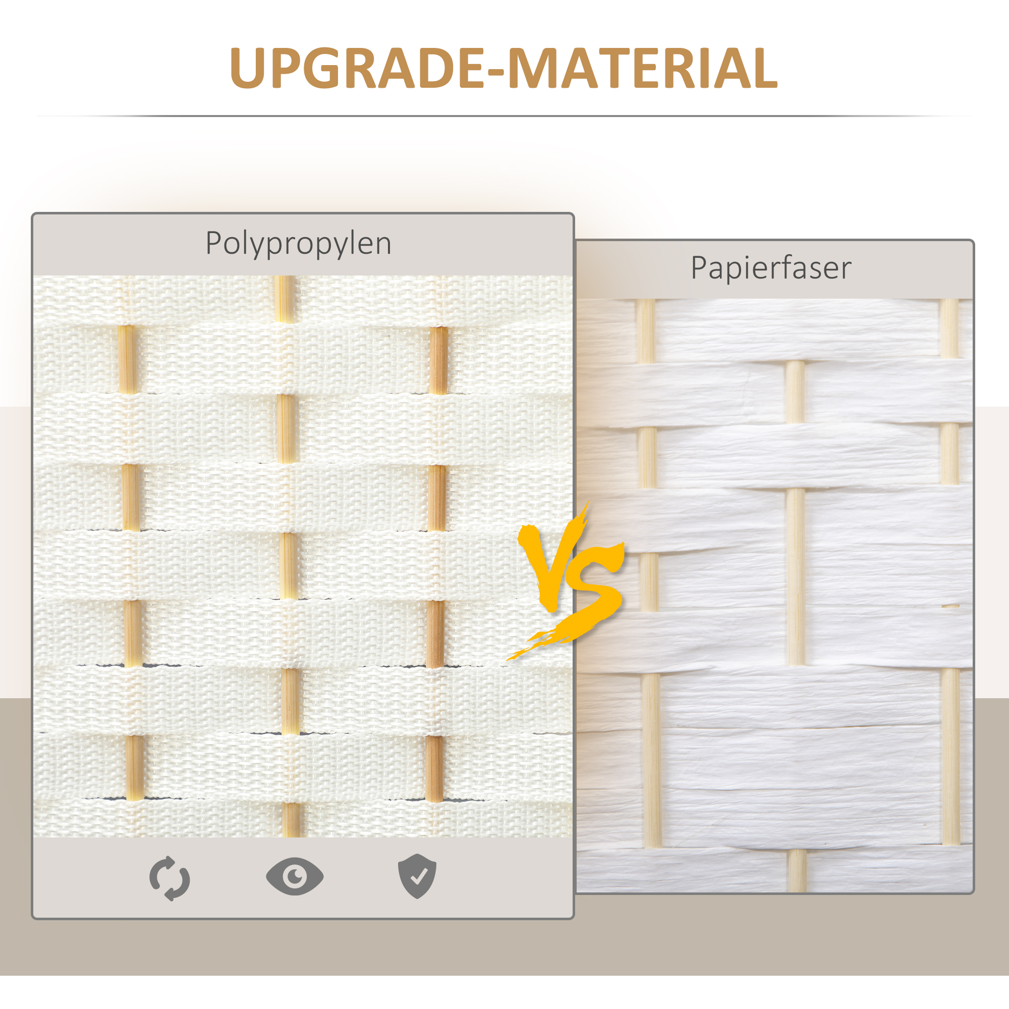 6-teiliger Raumtrenner, Faltbarer Sichtschutz, Sichtschutzwand für Wohnzimmer, Schlafzimmer, Homeoffice, Weiß