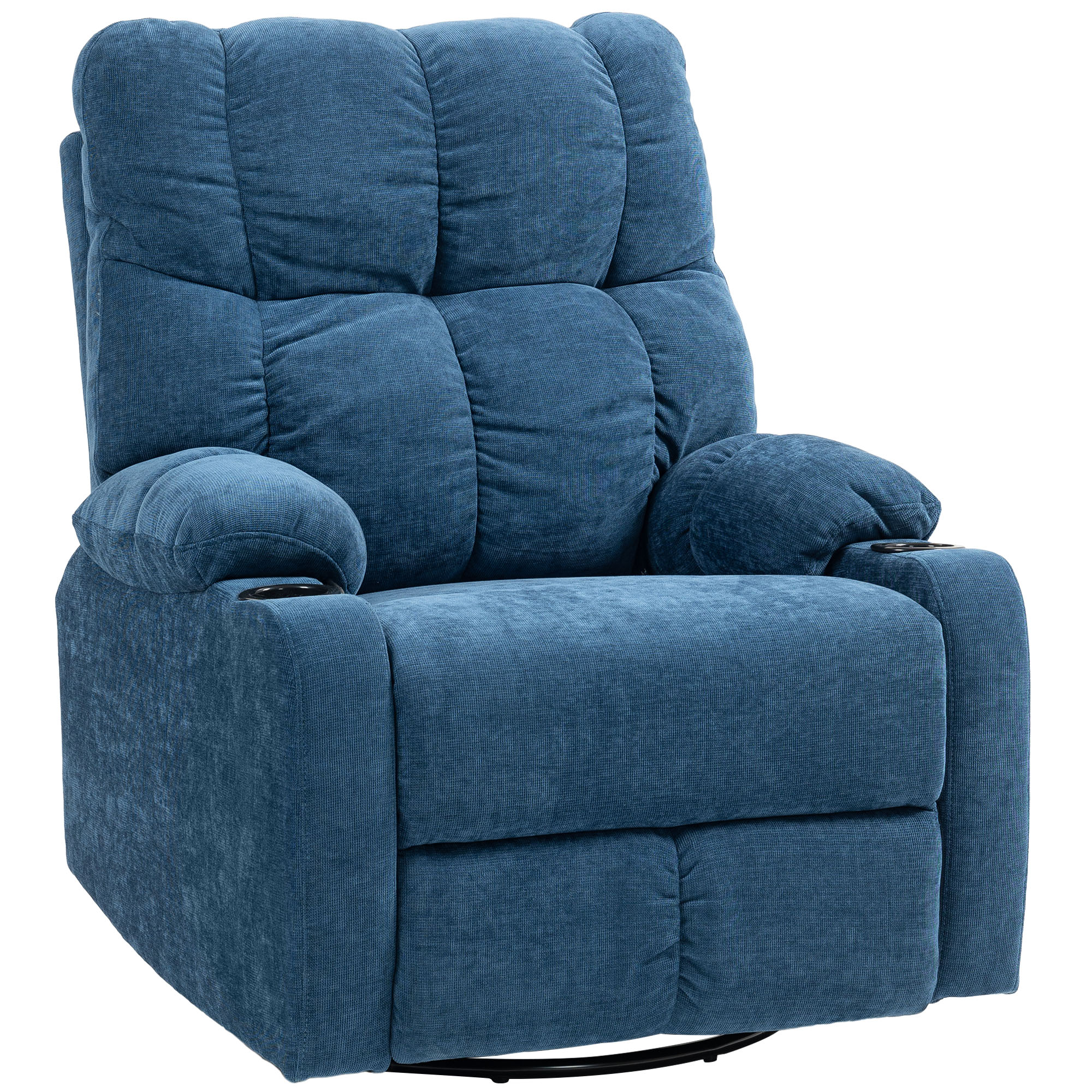 Relaxsessel mit Fußstütze, Liegesessel, drehbar, bis 150 kg, Stahlrahmen, 88x96x108cm, Dunkelblau