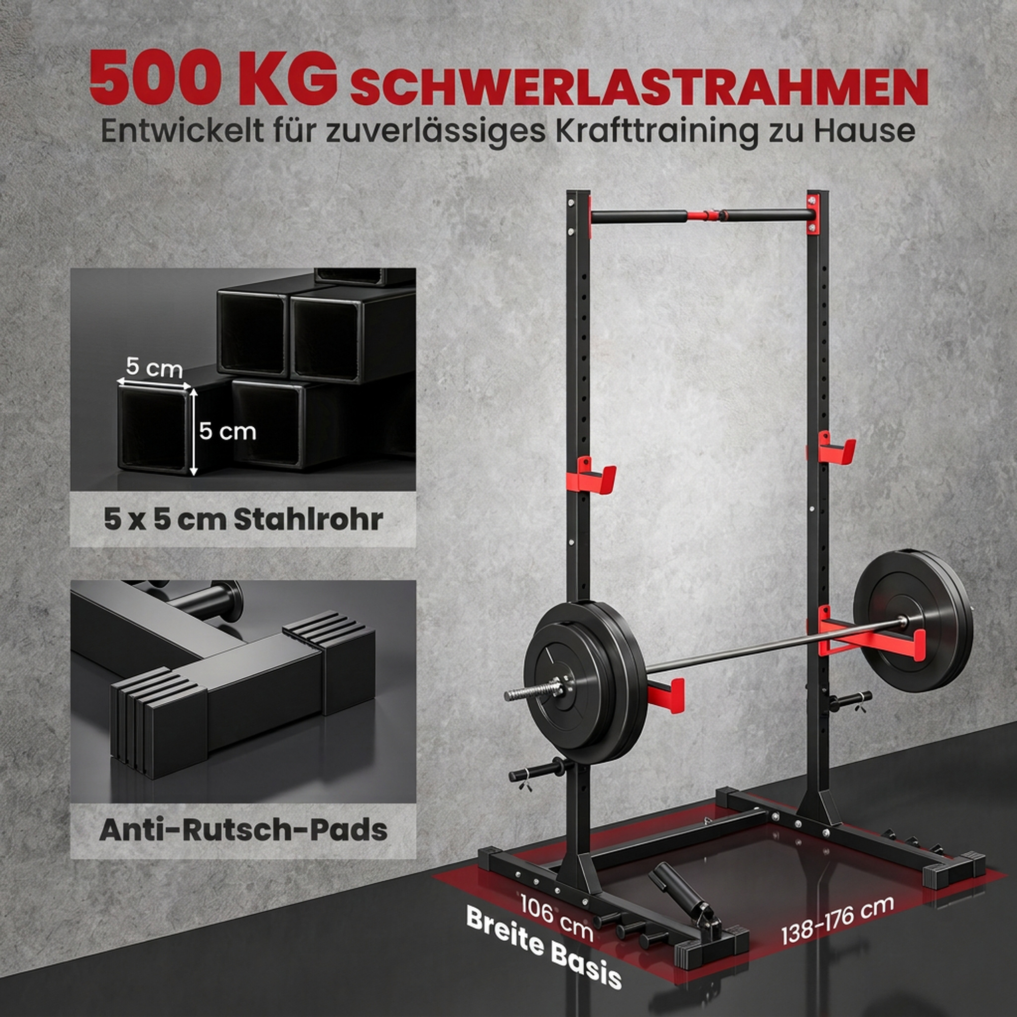 Power Tower Squat Rack Klimmzugstange Freistehend mit verstellbare Breite Scheibenhalter Landmine