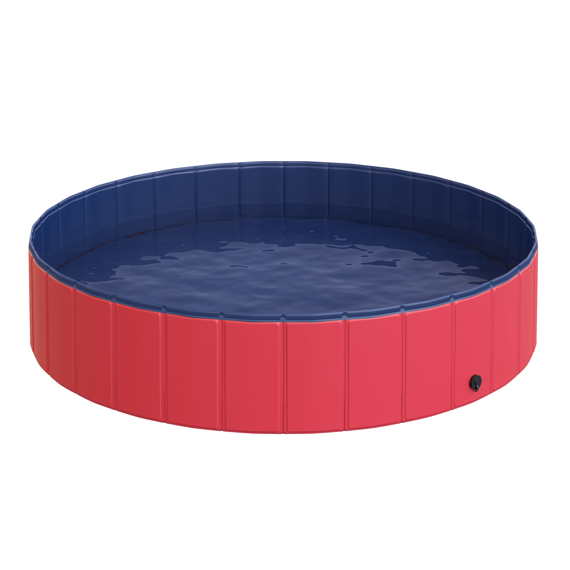 Hundebadewanne faltbar Badewanne Hundepool Plantschbecken Swimmingpool Wasserbecken für Hunde und Katzen Schwimmbecken Kunststoff+Holz Rot Ø140 x H30 cm