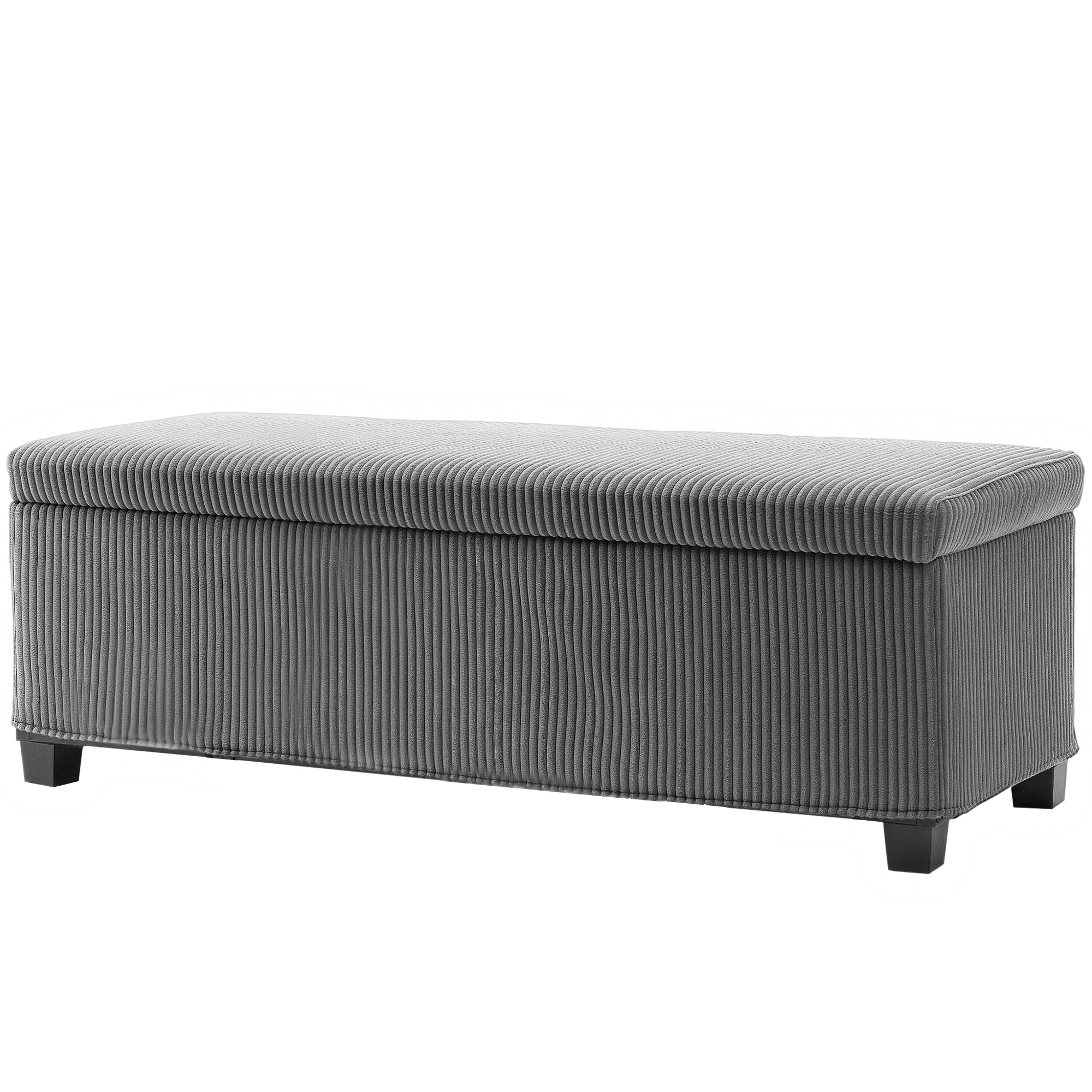 Faltbare Aufbewahrungsbank mit 84 L Kapazität 112x42x40 cm Samtbezug Fußende des Bettes für Wohnzimmer Schlafzimmer Grau