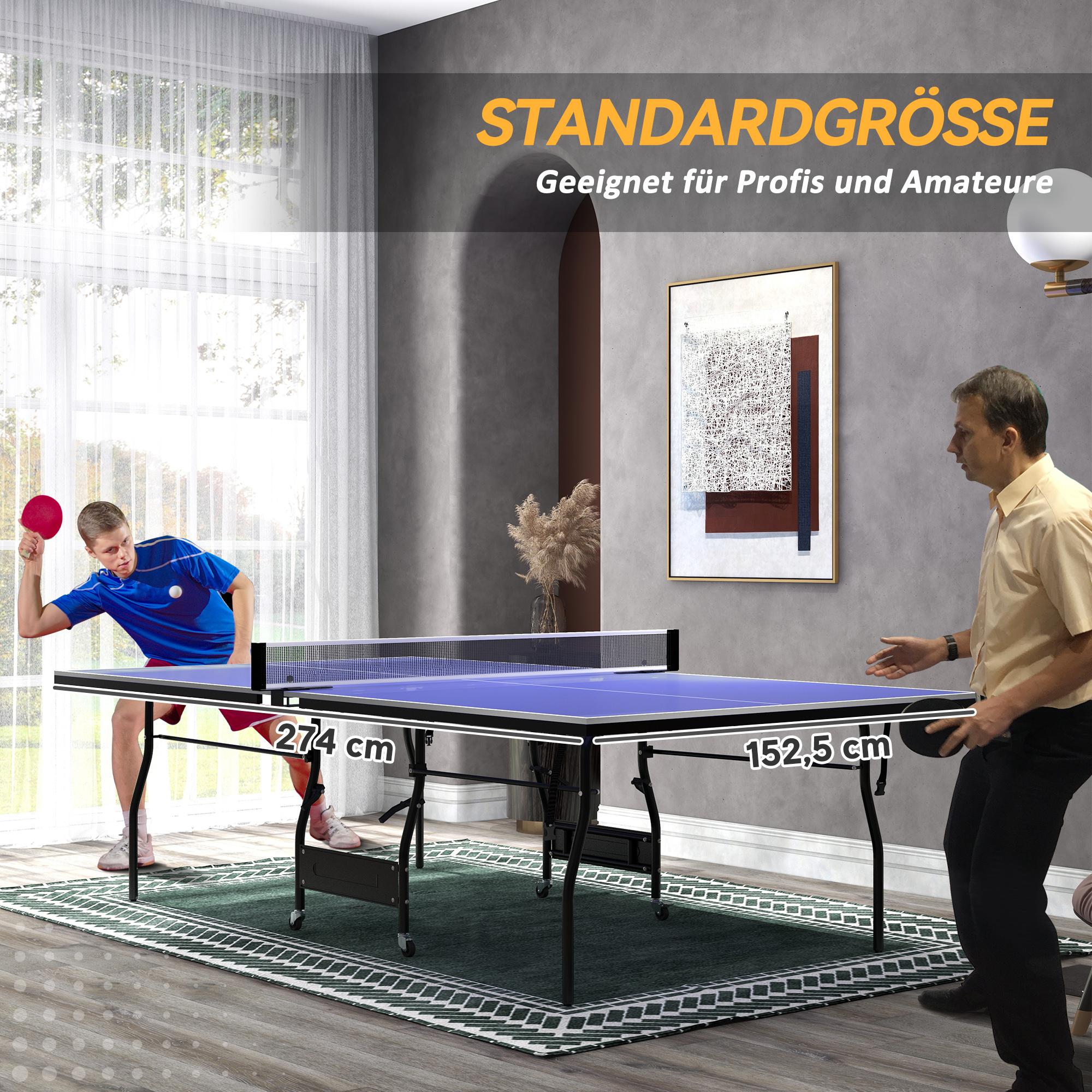 Tischtennisplatte klappbar Mid Size Tischtennistisch inklusive Tischtennisnetz 3 Bälle 12mm Tischplatte
