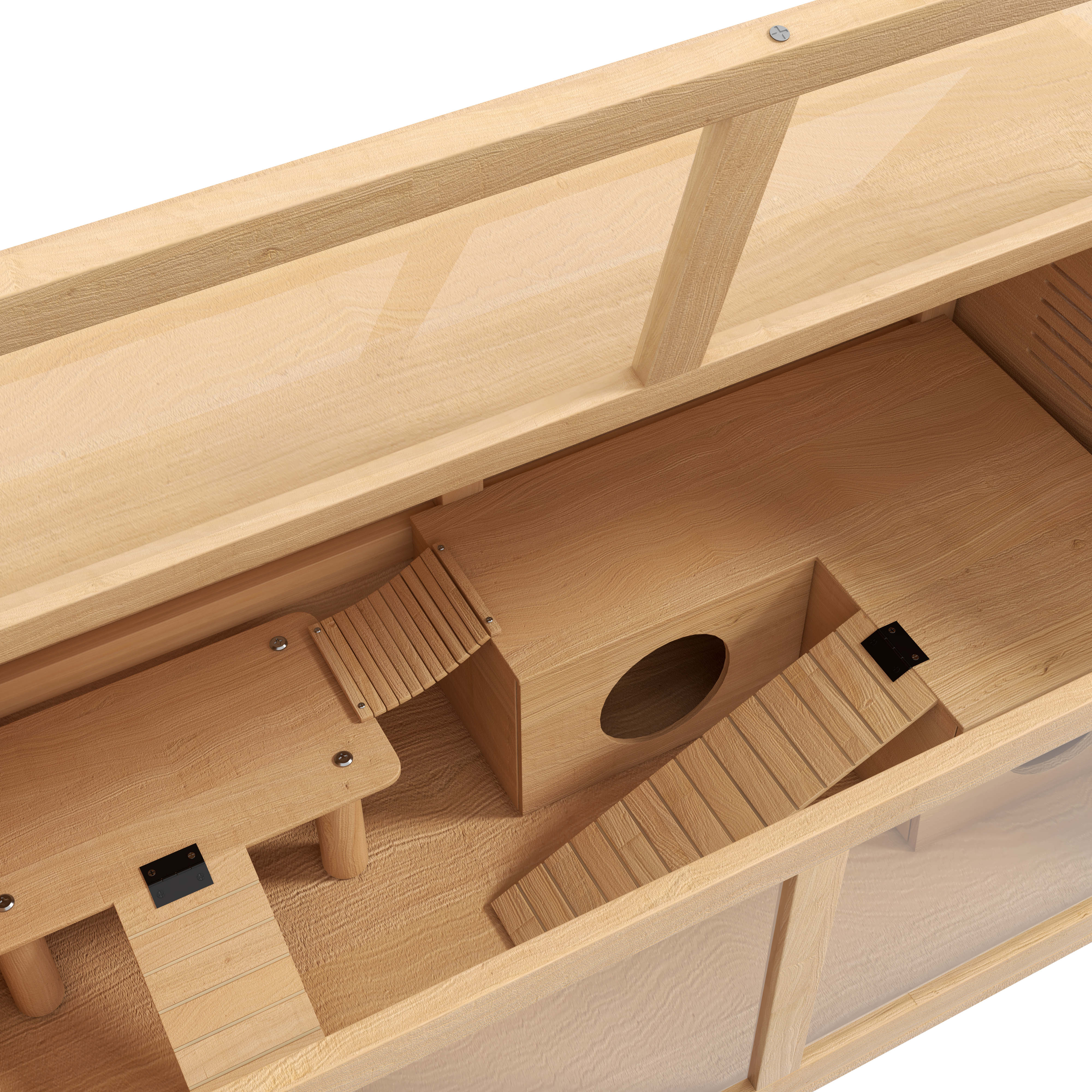 Hamsterkäfig für syrische Hamster und Zwerghamster, mit Plattform, Hängebrücke, Hütte, 85x45x44 cm