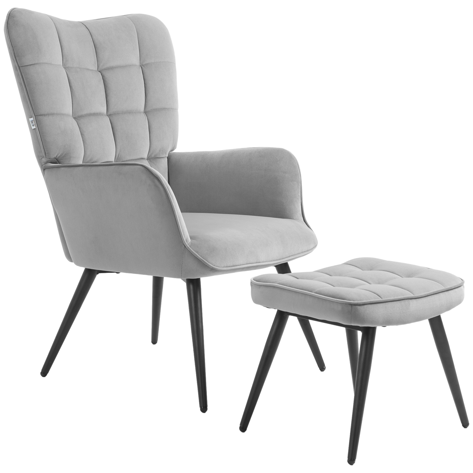 Relaxsessel mit Ottomane bis 120 kg Sessel mit Fußhocker, 2-teiliges Set, Grau