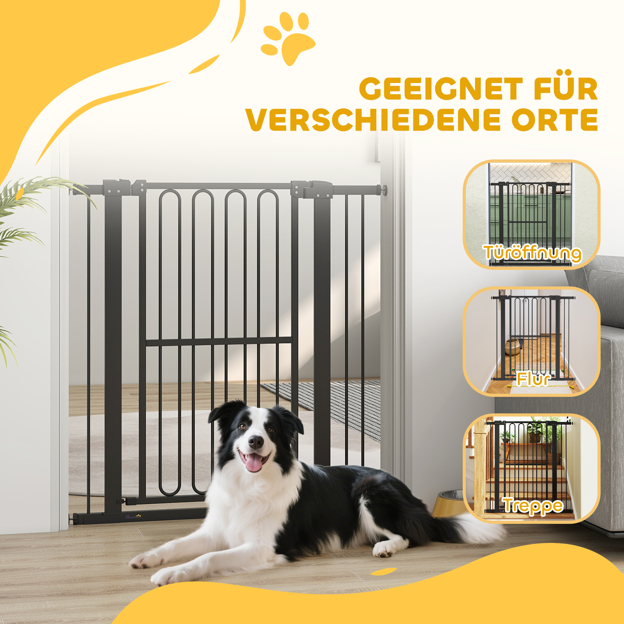 Türschutzgitter Hund, 76-104 cm Absperrgitter ohne Bohren, Treppengitter