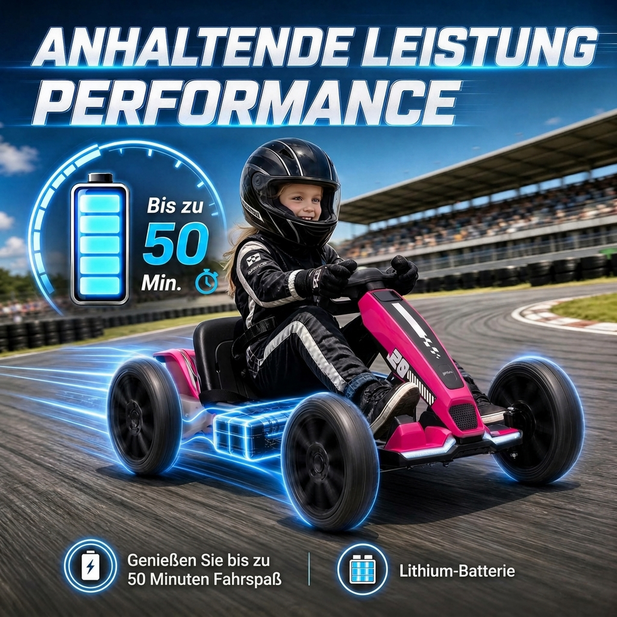 Elektro Go-Kart für Kinder 12V Gokart mit 2 Motoren, 4-fach verstellbarem Sitz Sanftanlauf EVA-Räder LED-Scheinwerfer