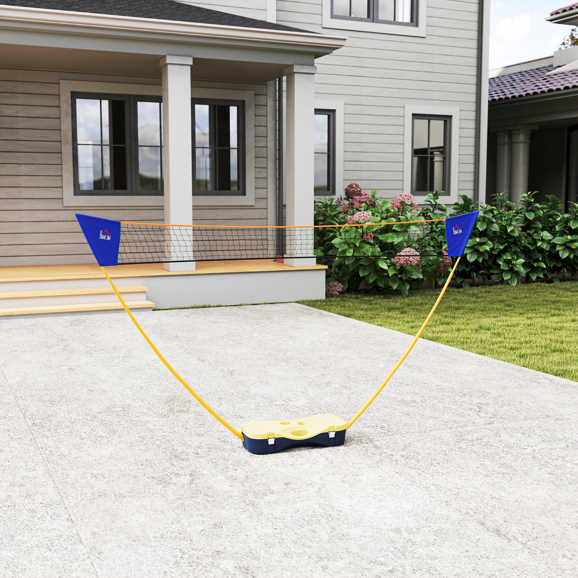 Badminton Netz tragbarer Netzständer Badminton Set 4 Schläger Outdoor Sport 286 x 33 x 157 cm Gelb+Blau