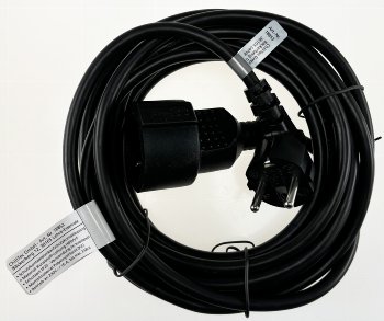 Schutzkontakt-Verlängerung, 5m, schwarz / H05VV-F3G 1,5mm² 16A/250V