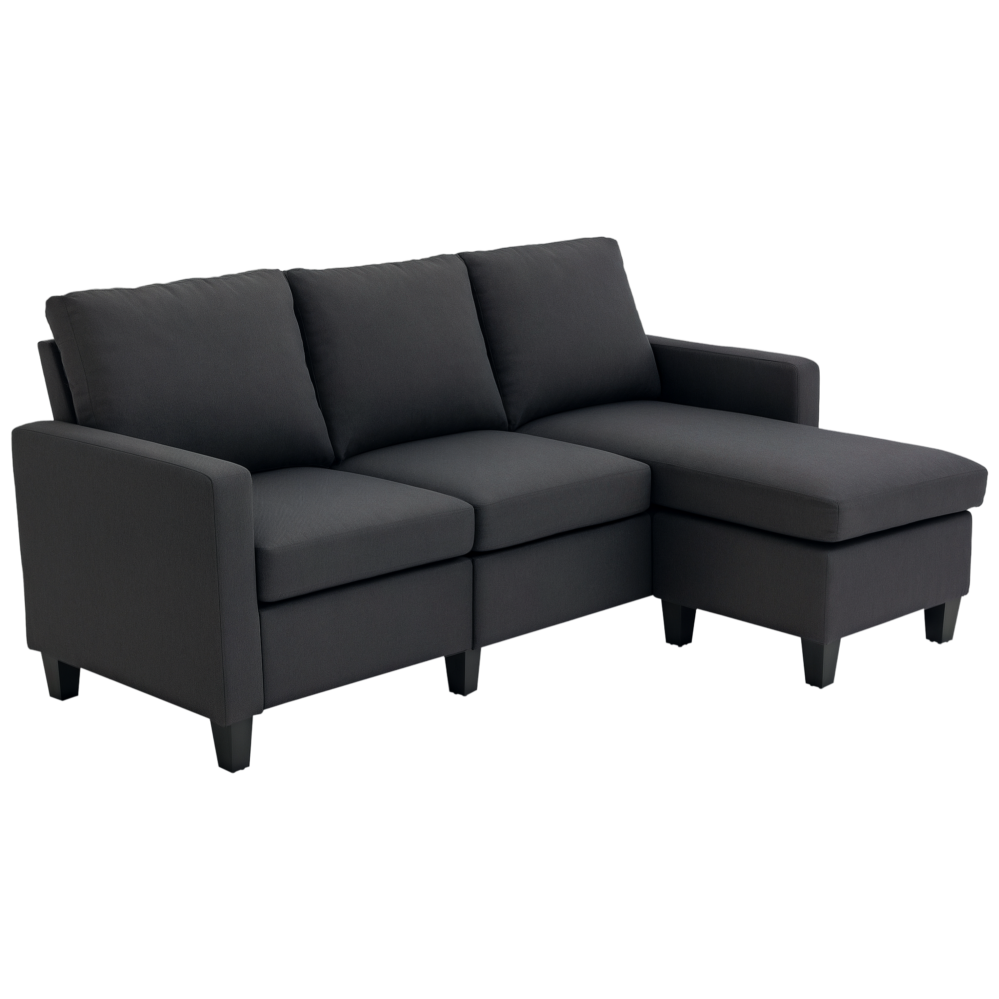 Ecksofa, 3 Sitzer Sofa und Kissen, Eckcouch, L-Form Couch für Wohnzimmer, Schlafzimmer 197 x 139 x 91 cm, Leinen, Dunkelgrau