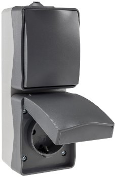 NUQUI Feuchtraum Schalter & Steckdose / IP54, Aufputz, 250V~/ 10A/16A, Vertikal