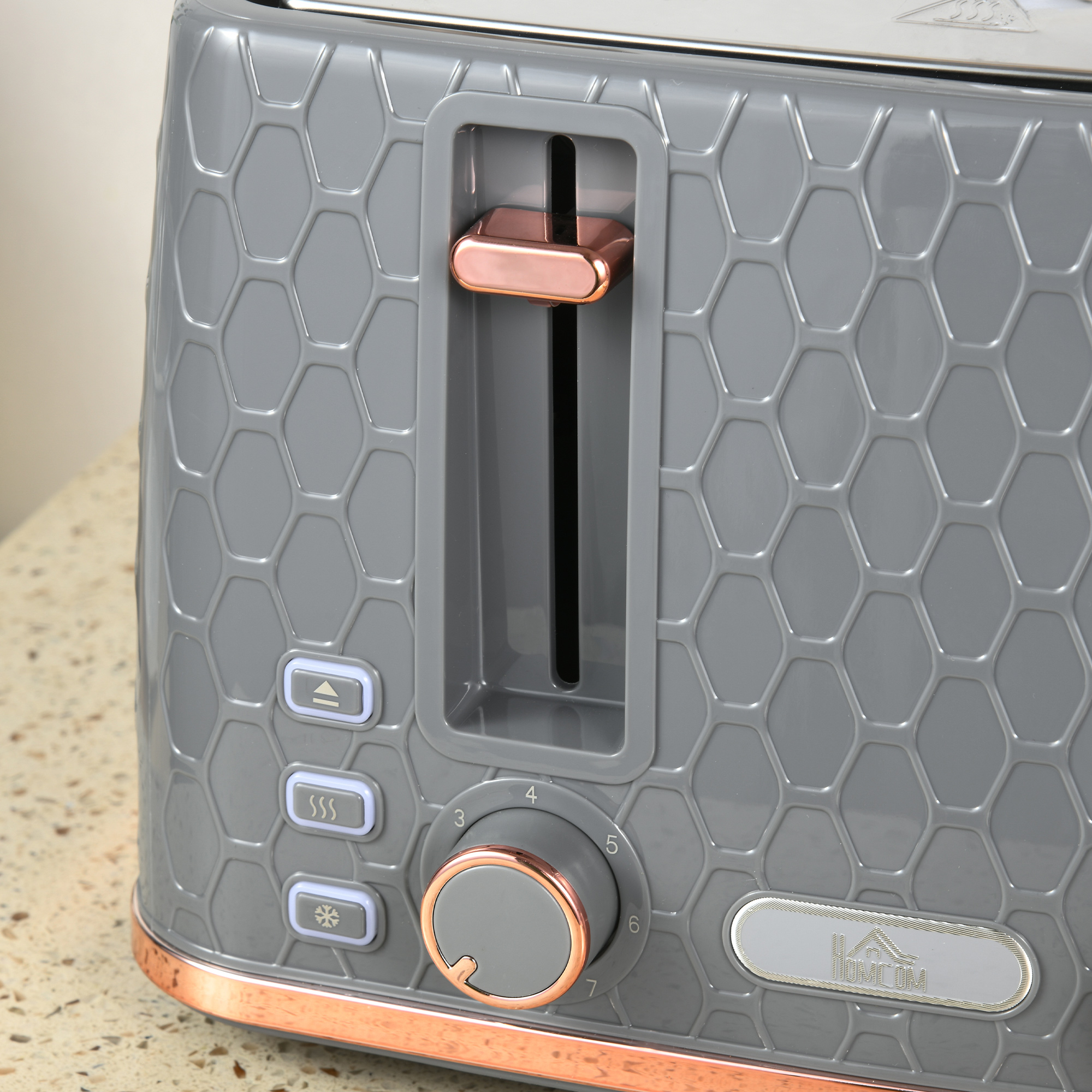 2-in-1 Küchenset, Toaster und Wasserkocher, mehrere Optionen, 1,7 L, 4 Toastscheiben gleichzeitig, Kunststoff, Grau