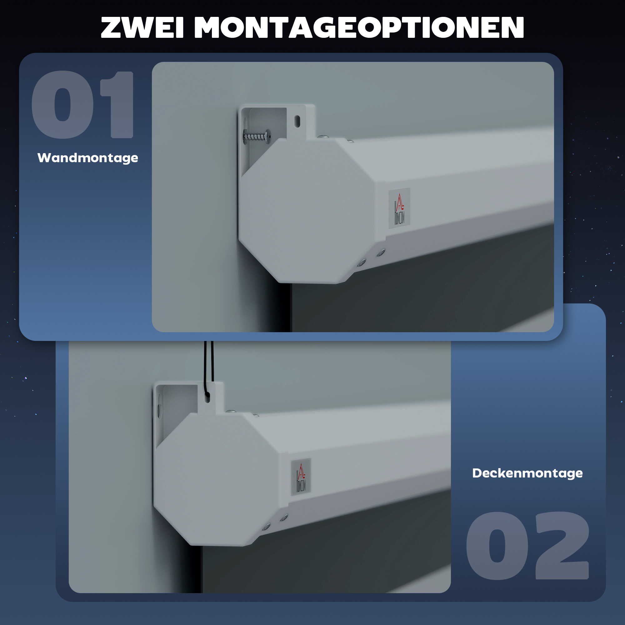 Beamer-Leinwand, inkl. Fernbedienung, 84 Zoll, 4:3 Format, 171x130 cm, Weiß