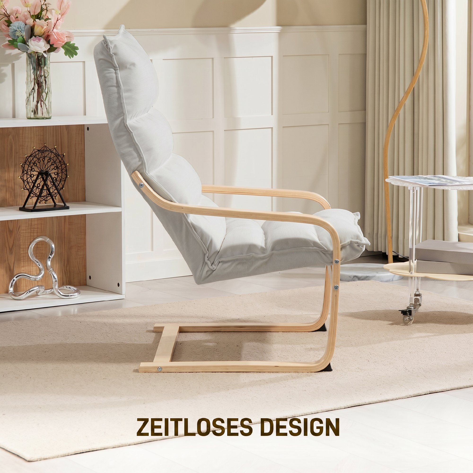 Sessel, Loungesessel mit geschwungenen Beinen und Armlehnen für Wohnzimmer