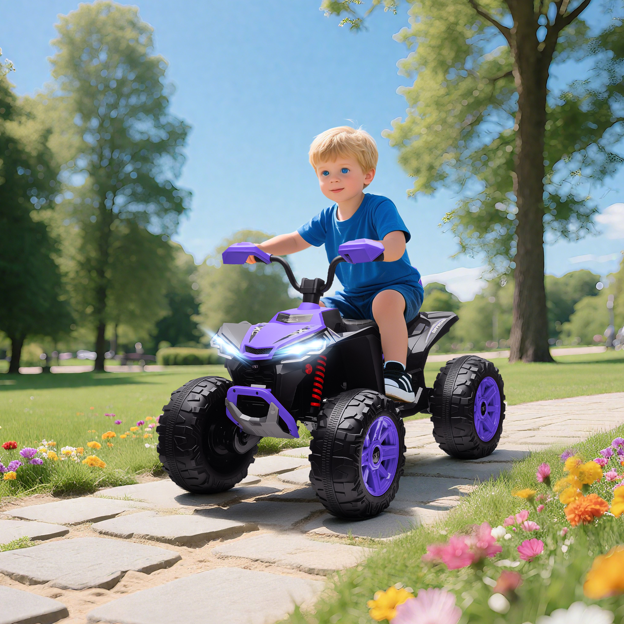 Kinder-Elektro-Quad, 24V Elektro-Fahrzeug mit 4 Rädern, Scheinwerfer, USB-Anschluss, MP3-Funktion, 6,5 km/h, 3-8 Jahre
