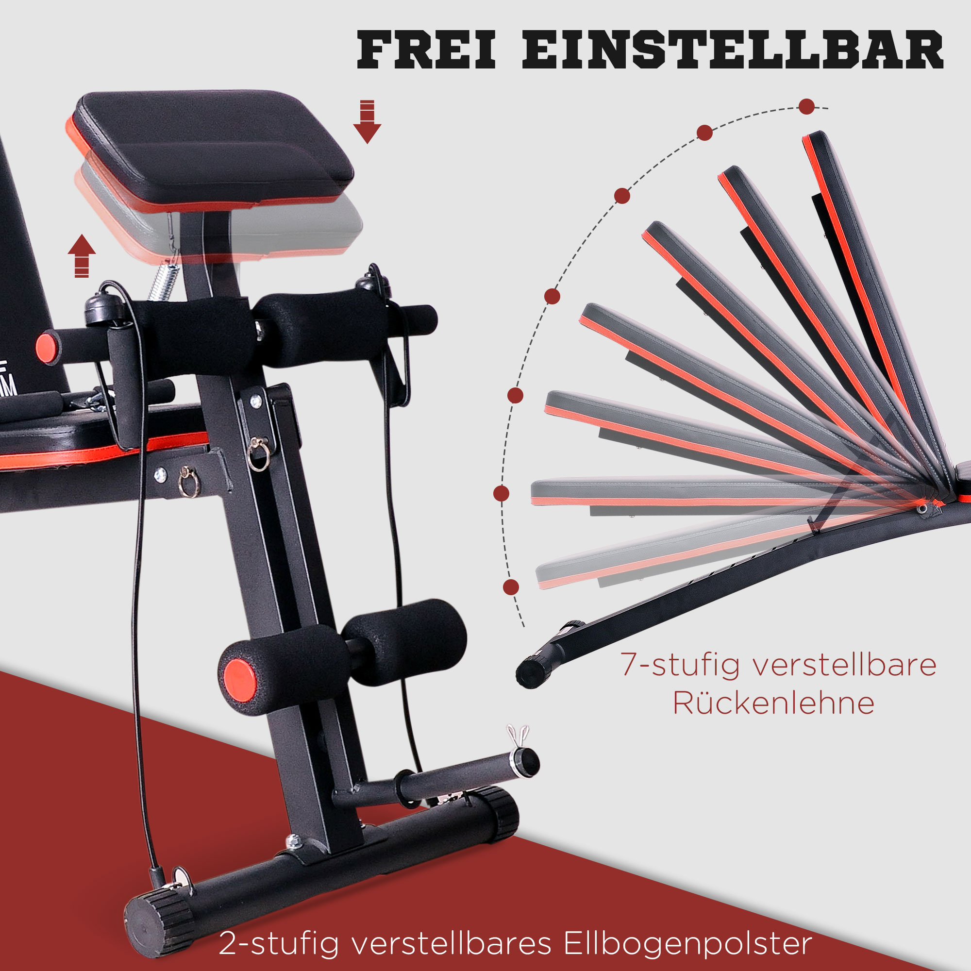Multifunktion Hantelbank Kraftstation mit Feder Booster Trainingsbank Gewicht bis 120kg Schwarz 54 x 160 x 106 cm