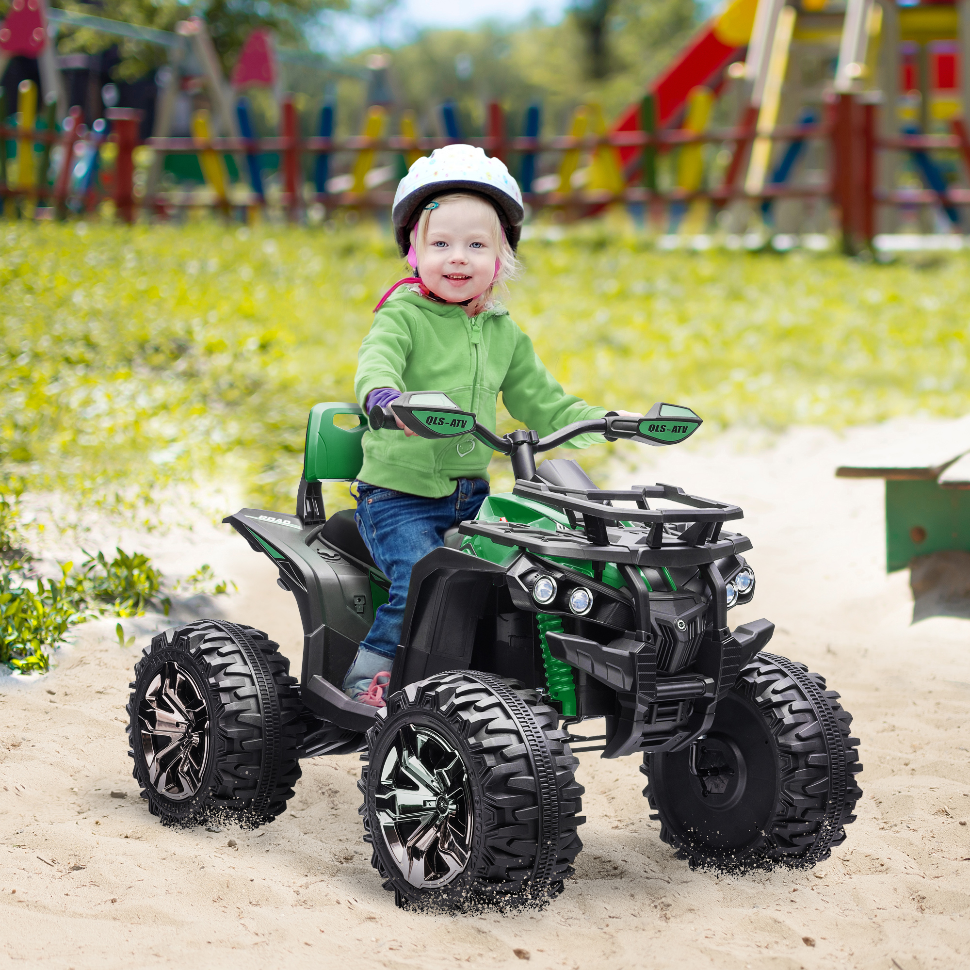 Kinderquad, Licht & Musikanschluss, 3-8 km/h, für 3-5 Jahre, Grün