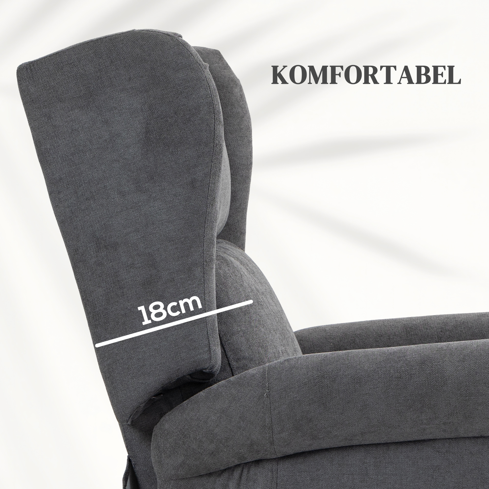 Relaxsessel, Aufstehhilfe, Liegefunktion, bis 200kg, 72,5x94x109cm, Dunkelgrau