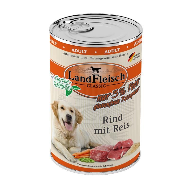 Landfleisch Dog Classic Rind mit Reis & Gartengemüse extra mager - 400g Landfleisch Dog Classic Rind mit Reis & Gartengemüse extra mager - 400g