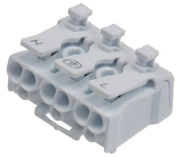 Lüsterklemme, 3-polig mit Hebel, 0,5-2,5mm², 450V/16A