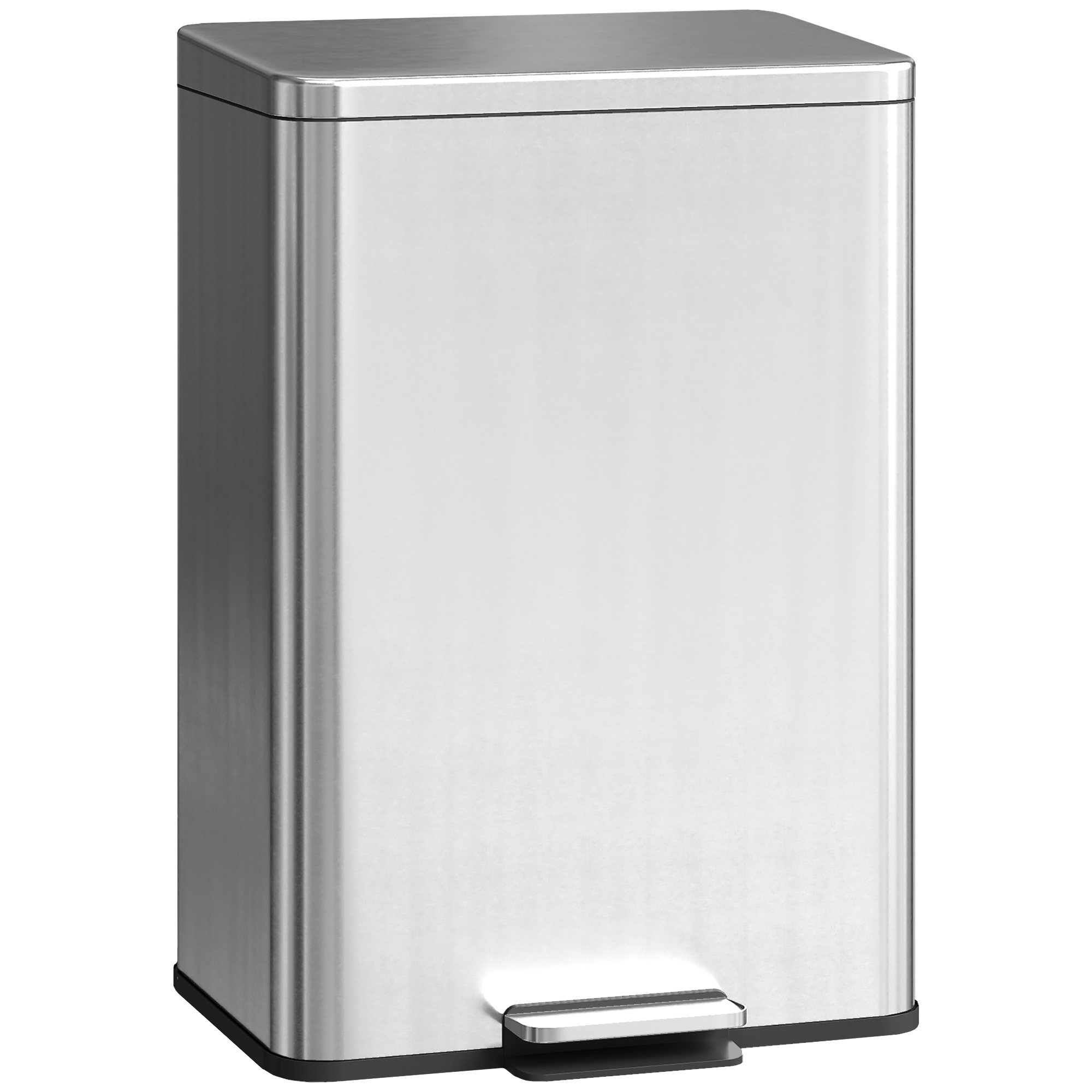Mülleimer 20 L Treteimer mit Softclose-Deckel, Pedal, abnehmbar Inneneimer Silber, 34,2 x 30,6 x 44,2 cm
