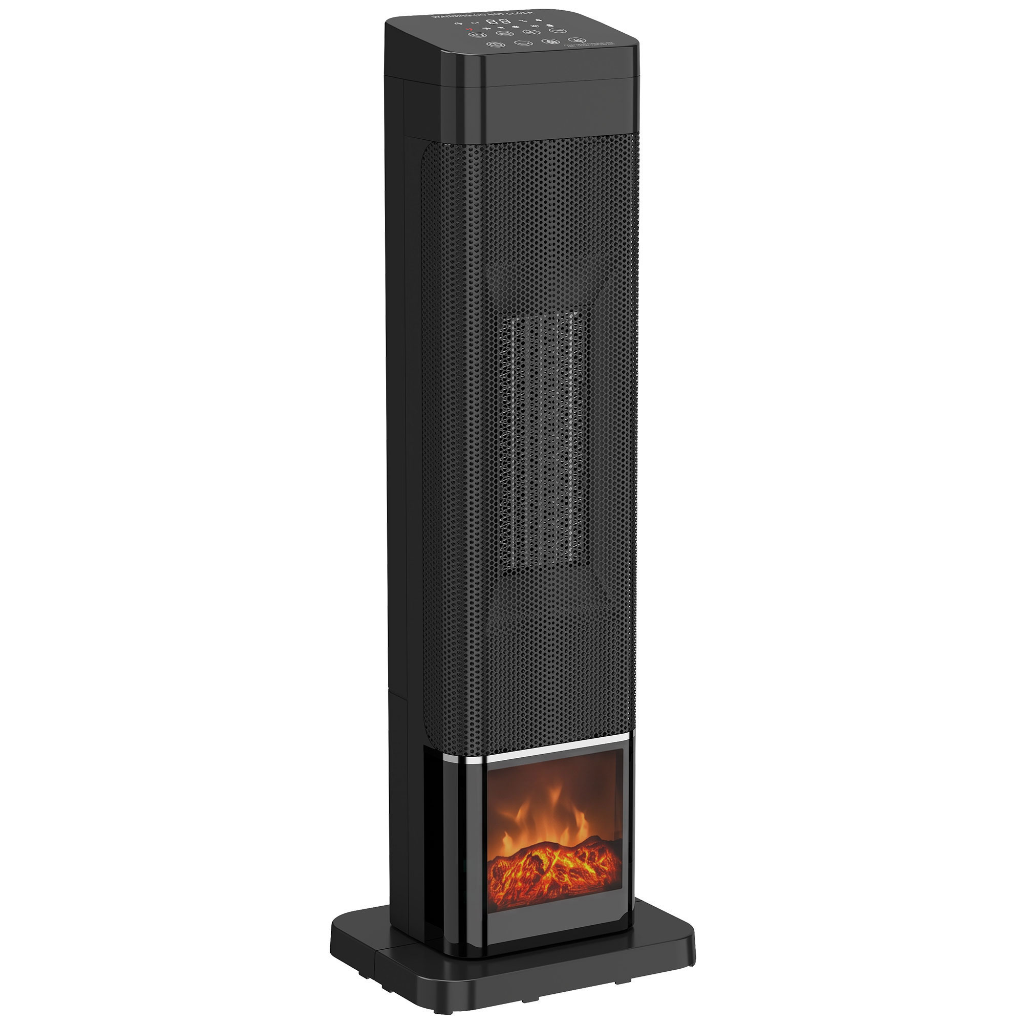Heizlüfter 2000W Keramik Flammeneffekt Thermostat Elektroheizung Fernbedienung Schwarz
