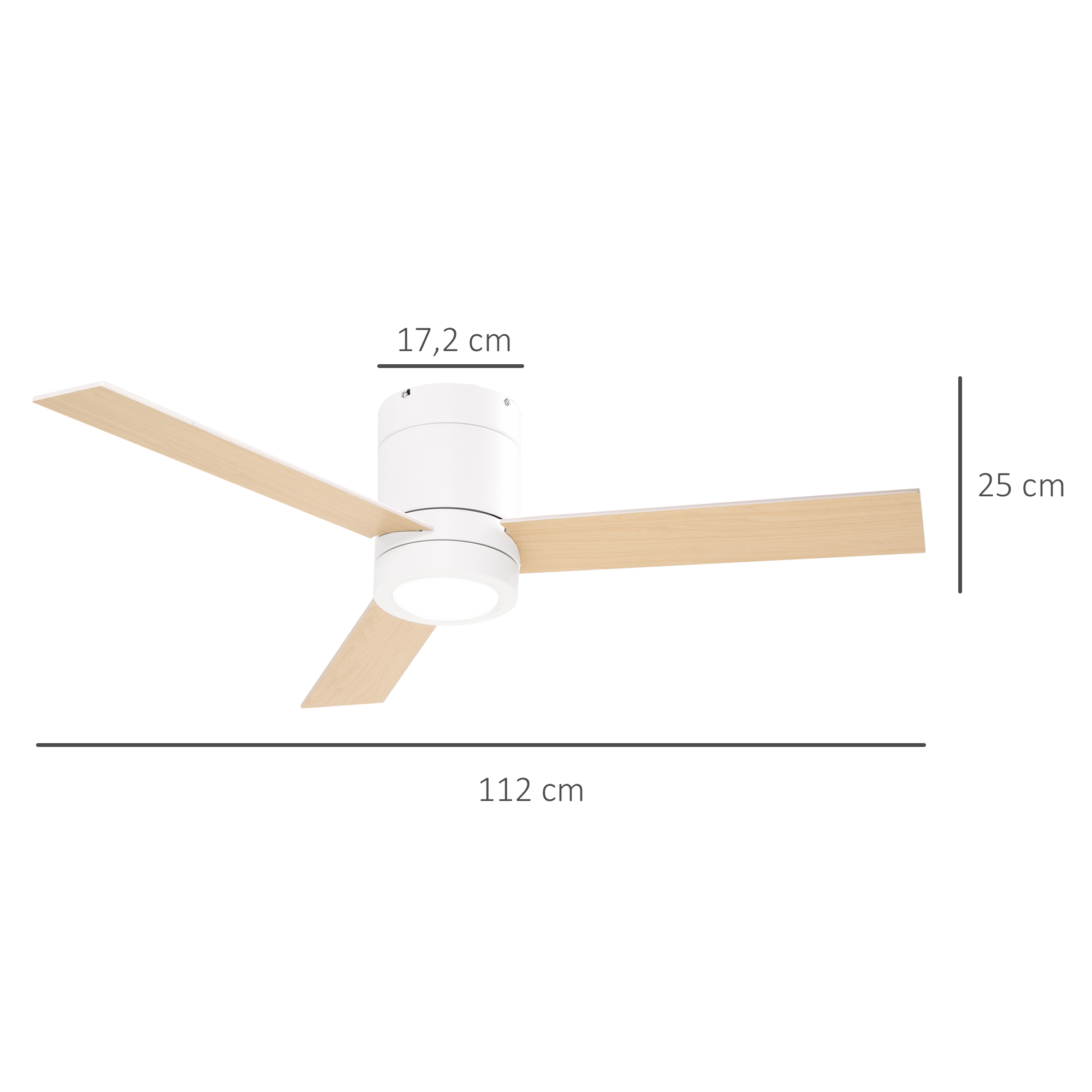 Deckenventilator mit LED-Licht, 2-in-1 Design, mit Timer, Fernbedienung, Deckenlampe mit Ventilator, Weiß+Naturholz