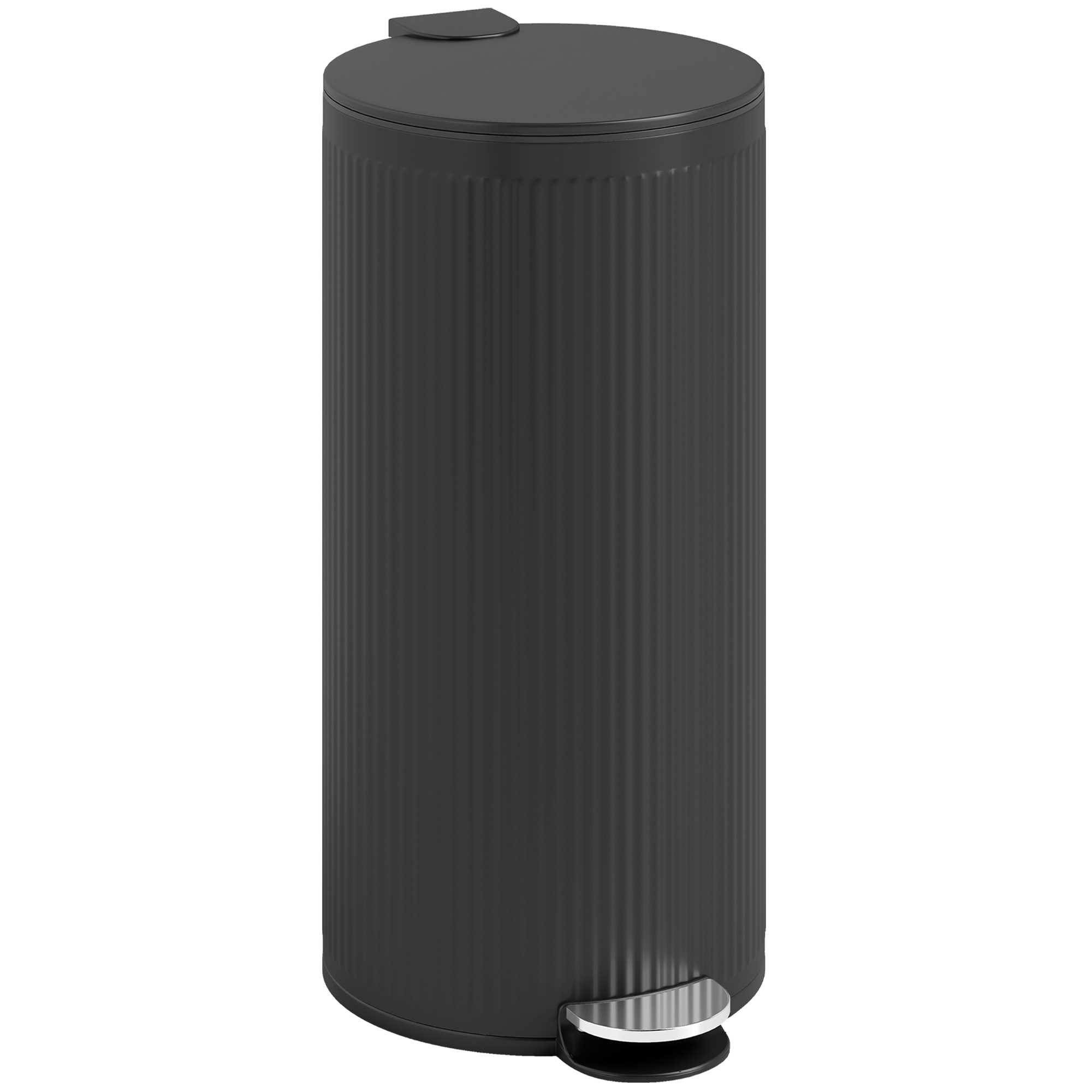 Mülleimer 30 L Treteimer mit Softclose-Deckel und Pedal, Inneneimer Metall, Schwarz, 36 x 30 x 60,5 cm