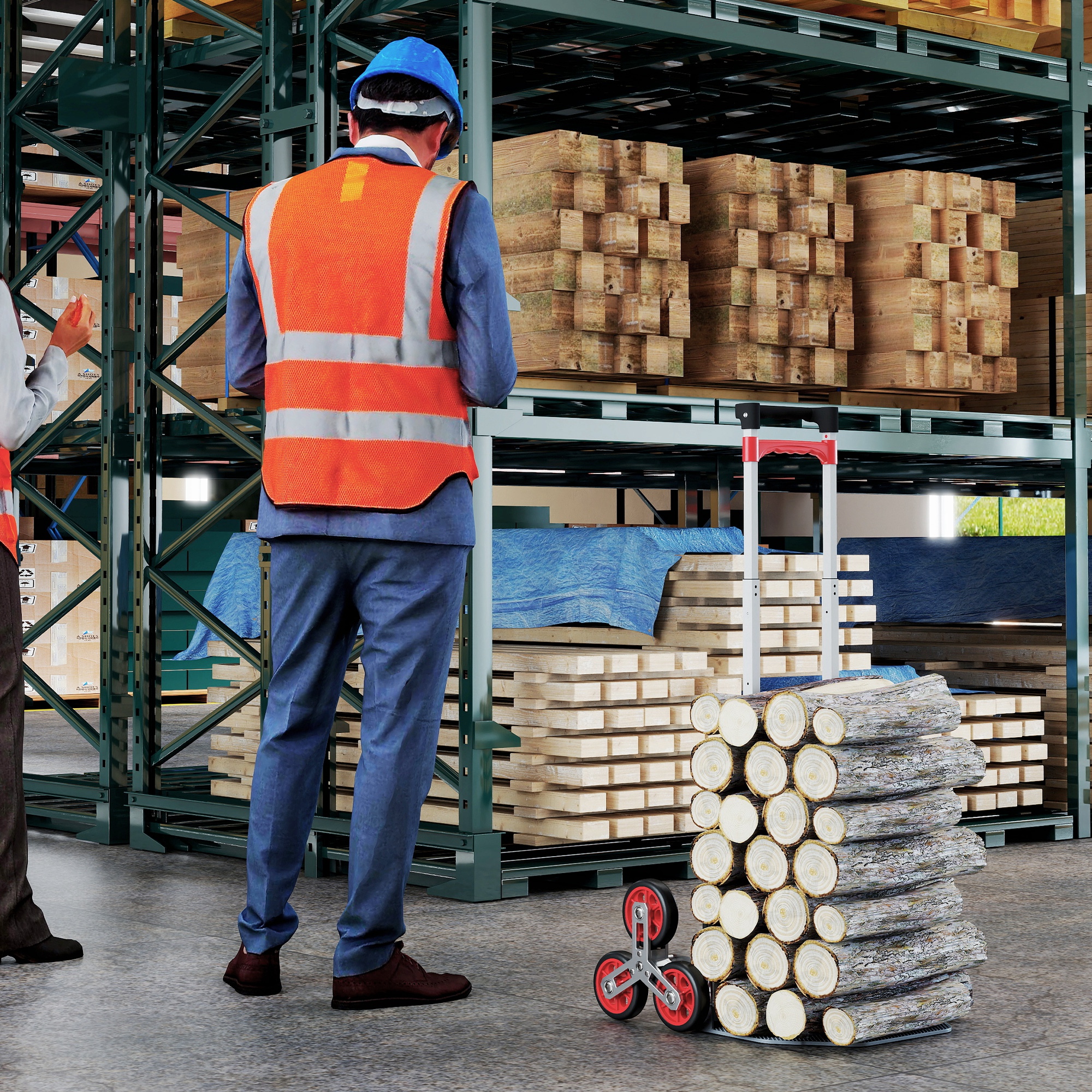 Faltbarer Treppensteiger-Trolley, 6-Rad-System, trägt 70 kg, Aluminium, Rot