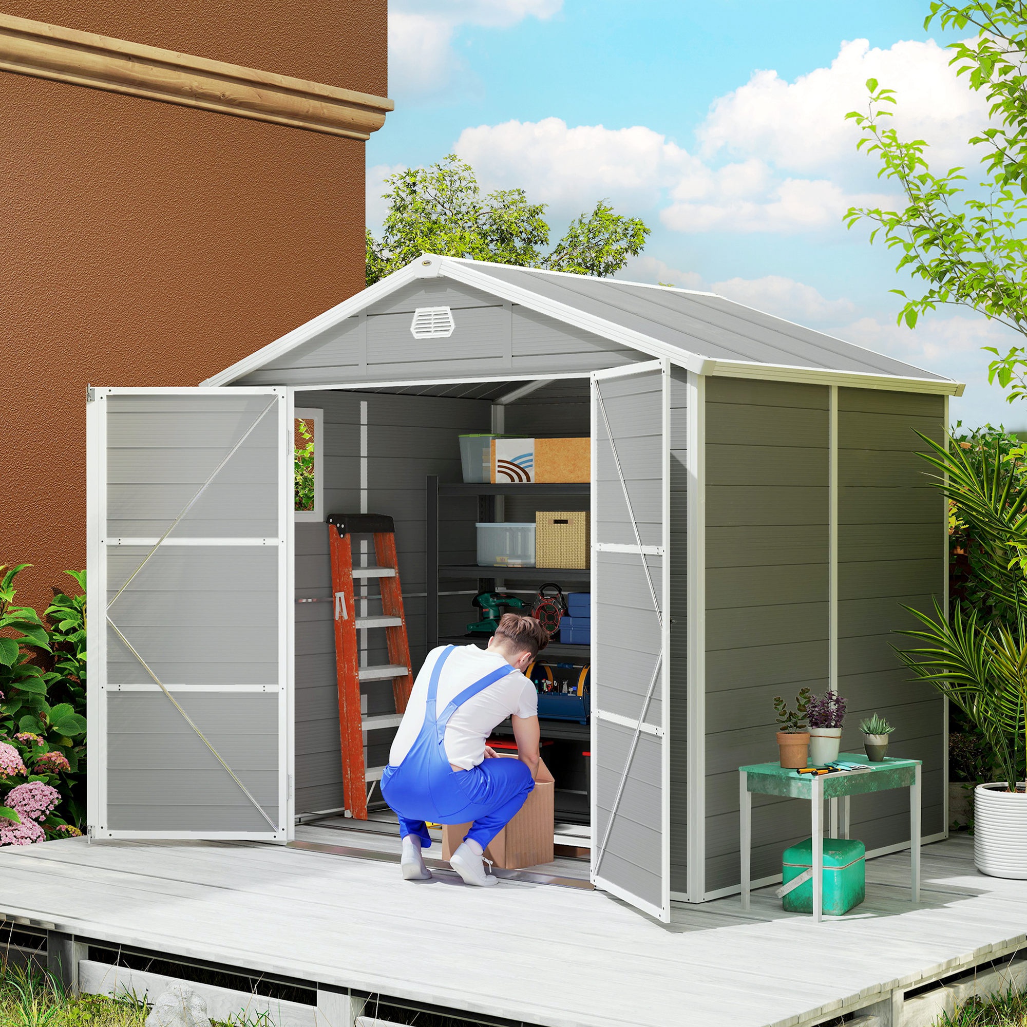 Gerätehaus, 4,1m², Gartenhaus mit Satteldach, 240 x 190 x 180/228 cm
