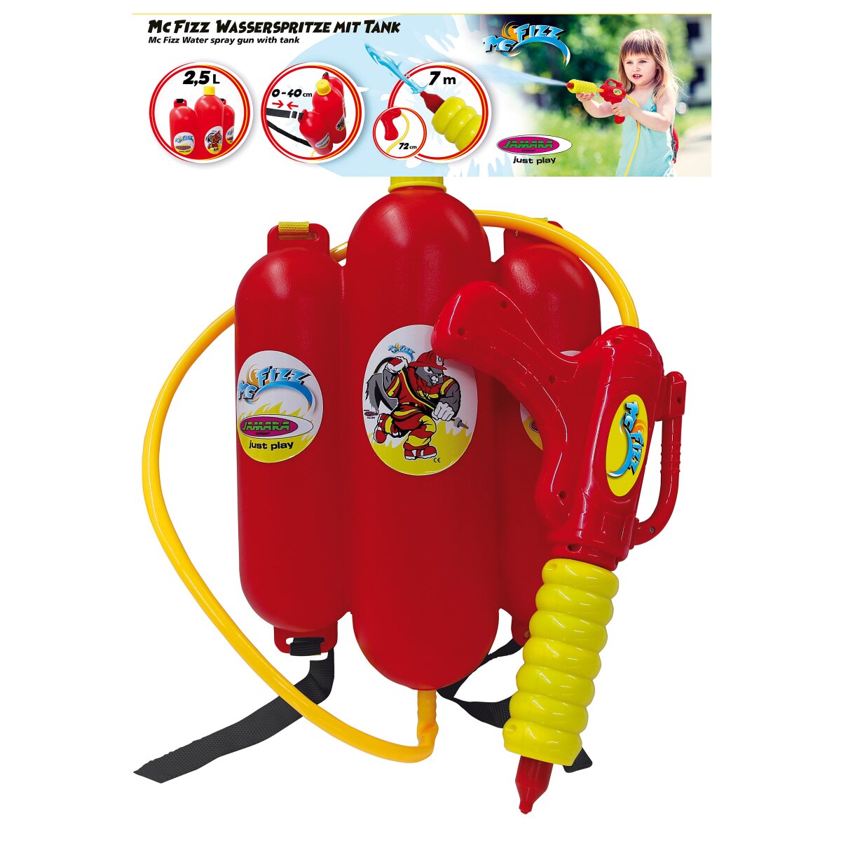 Mc Fizz Wasserspritze mit Tankrucksack 2,5L