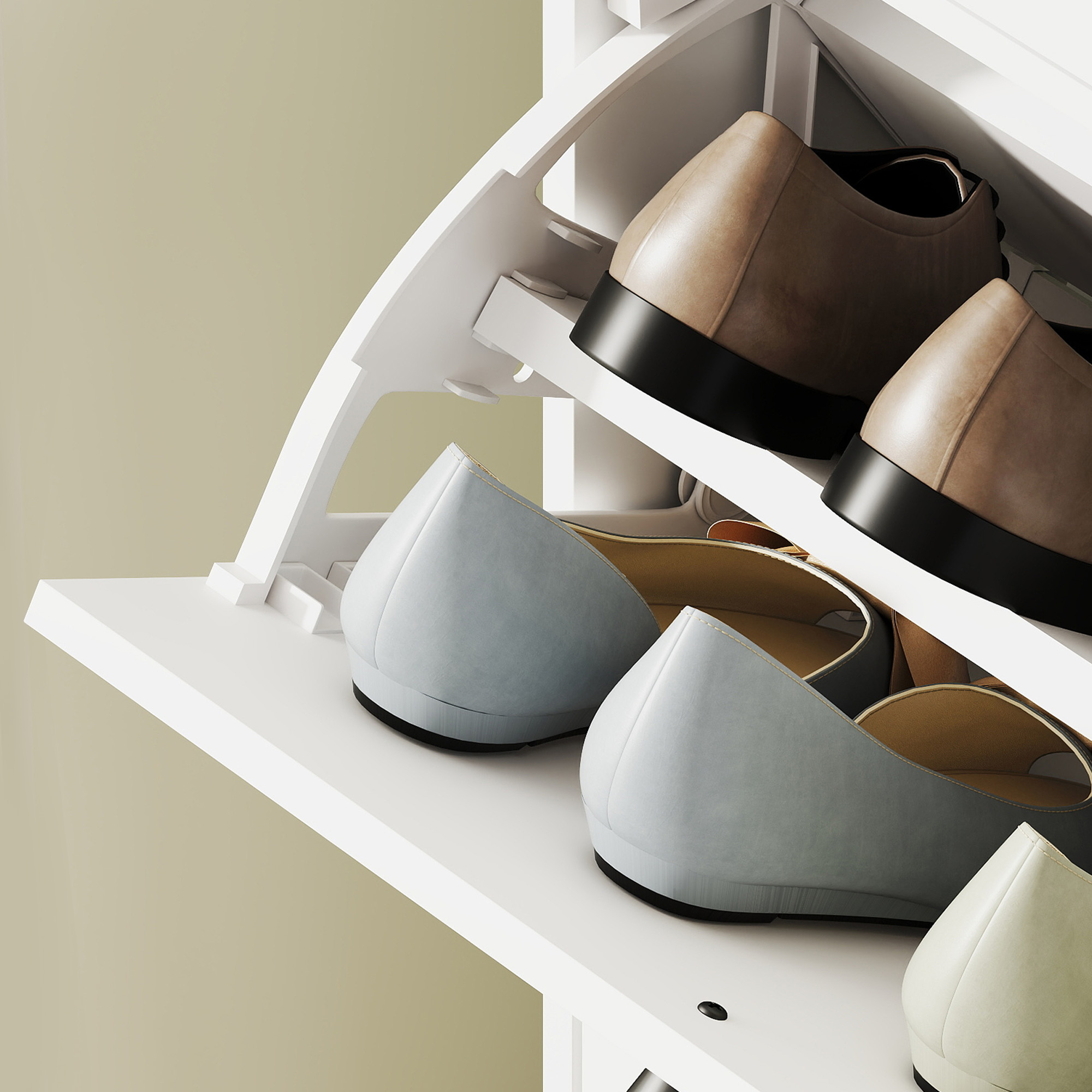 Schuhschrank, 3 Schubladen, für bis zu 12 Paar Schuhe, Spanplatte, Weiß