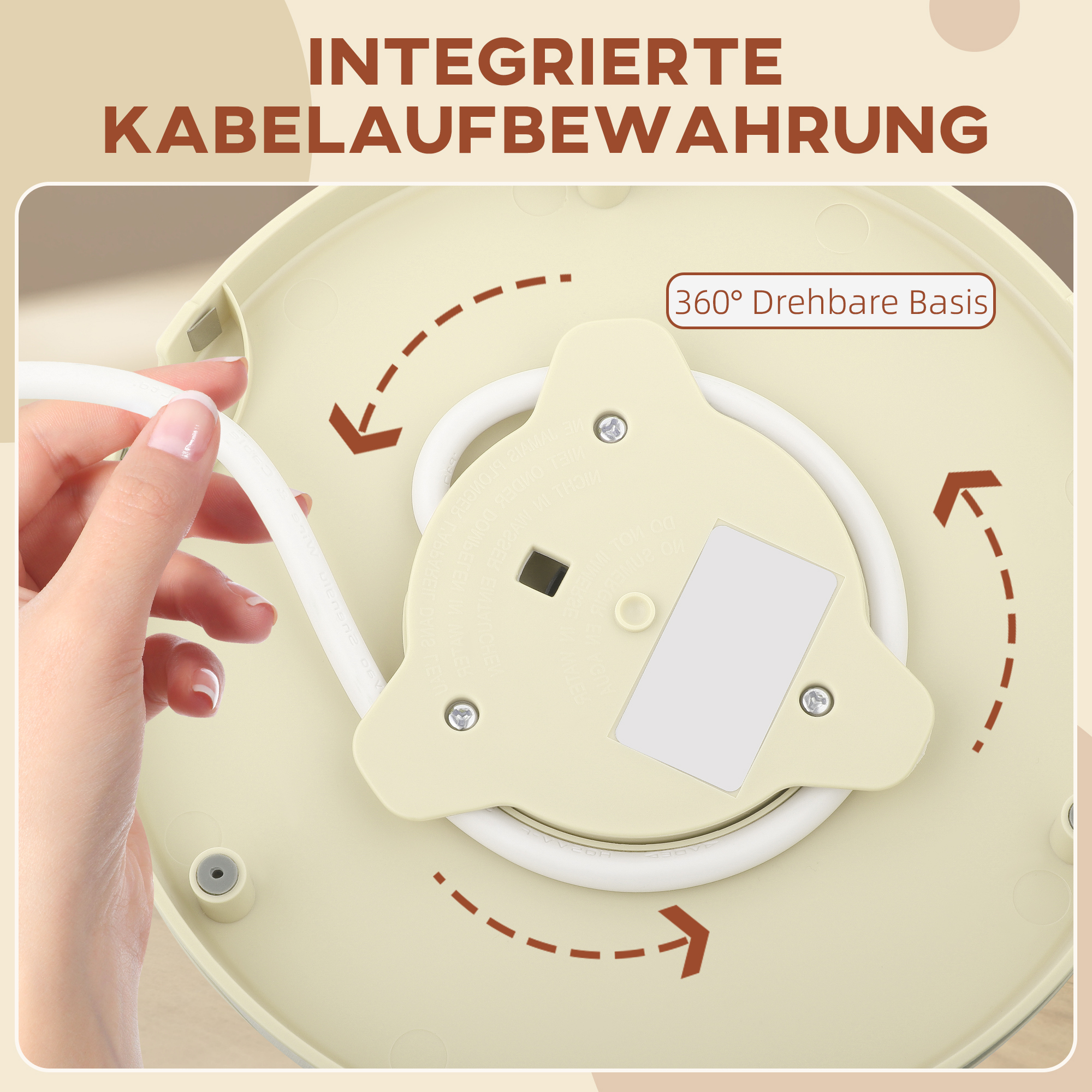 Wasserkocher, 2200W, Sichtfenster, Filter, Schnellkocher, Beige
