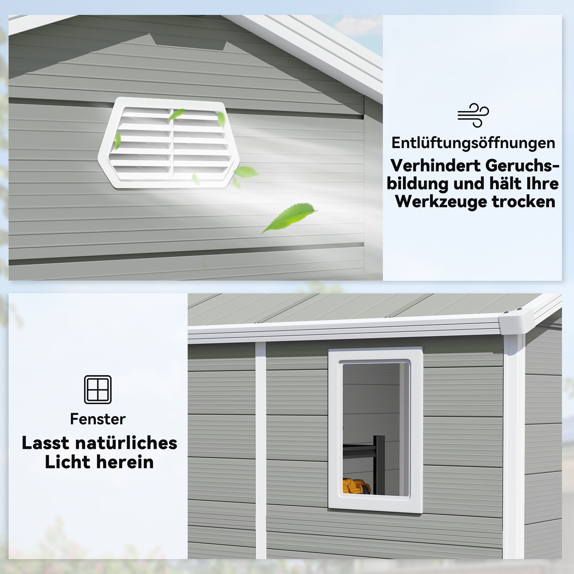 Gerätehaus, 4,1m², Gartenhaus mit Satteldach, 240 x 190 x 180/228 cm