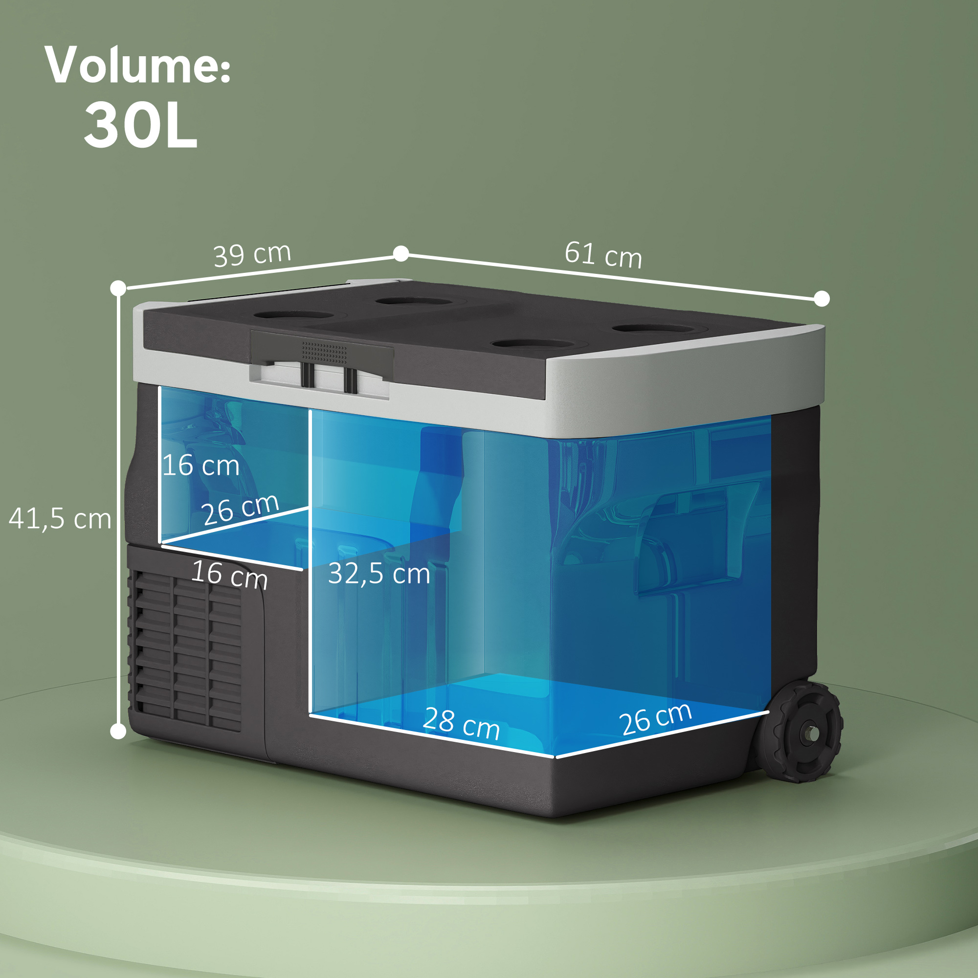 30 Liter Kompressor Kühlbox elektrische Kühlbox mit LED ECO Modus Anschluss Kühlhaltefunktion Schwarz