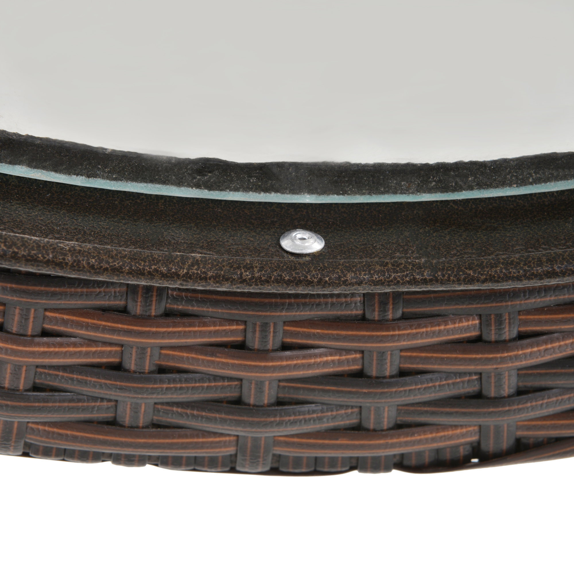 Gartentisch, klappbar, Hartglastischplatte, Stahlrahmen, Rattan-Dekor, braun, 68 x 68 x 73 cm