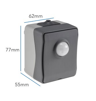 NUQUI Feuchtraum PIR Bewegungsmelder / 120°, bis 6m,  250V~, 2-500W, IP54