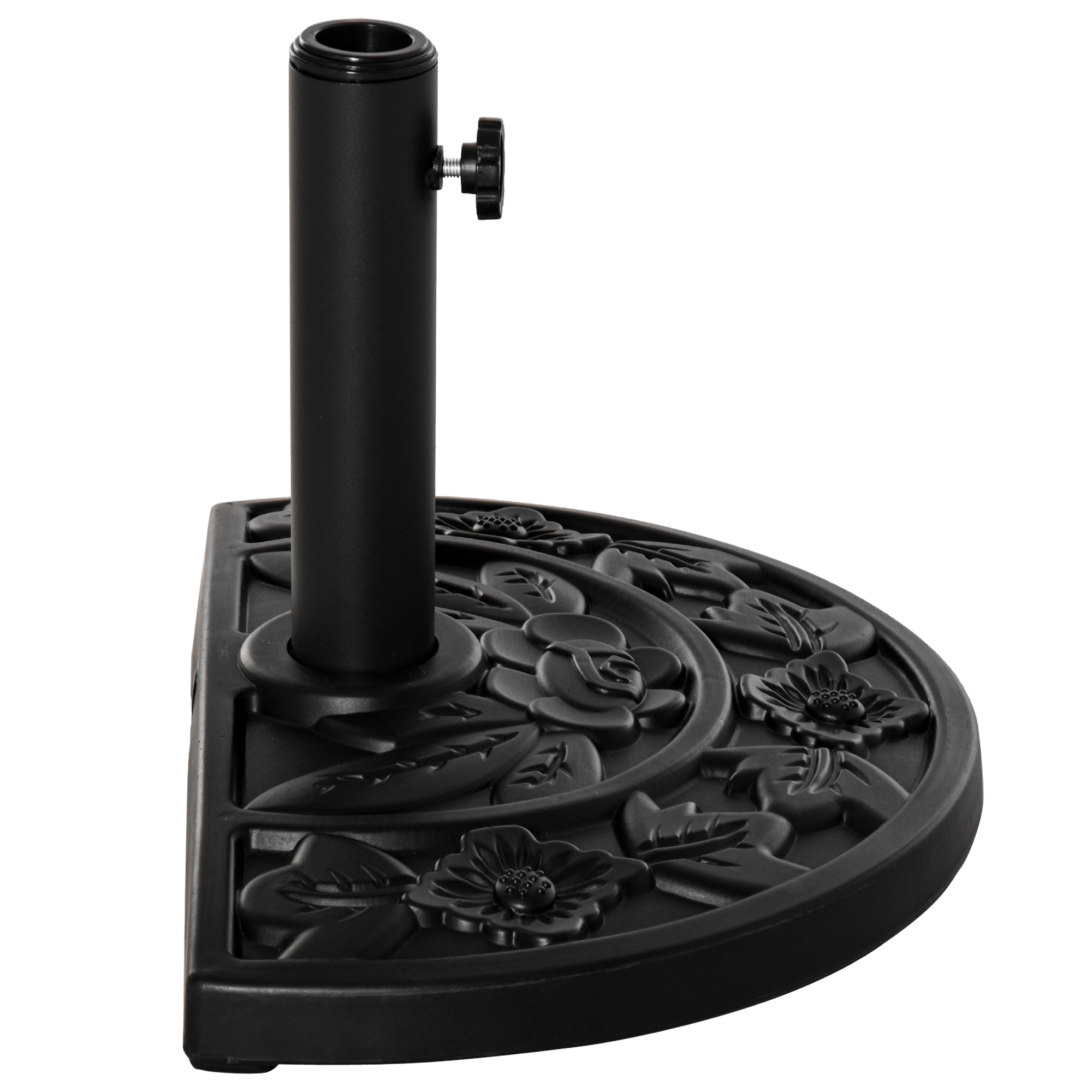 Sonnenschirmständer, halbrund, 9 kg, Blumendesign, HDPE/Zement, für Schirmmasten Ø35/38/48 mm