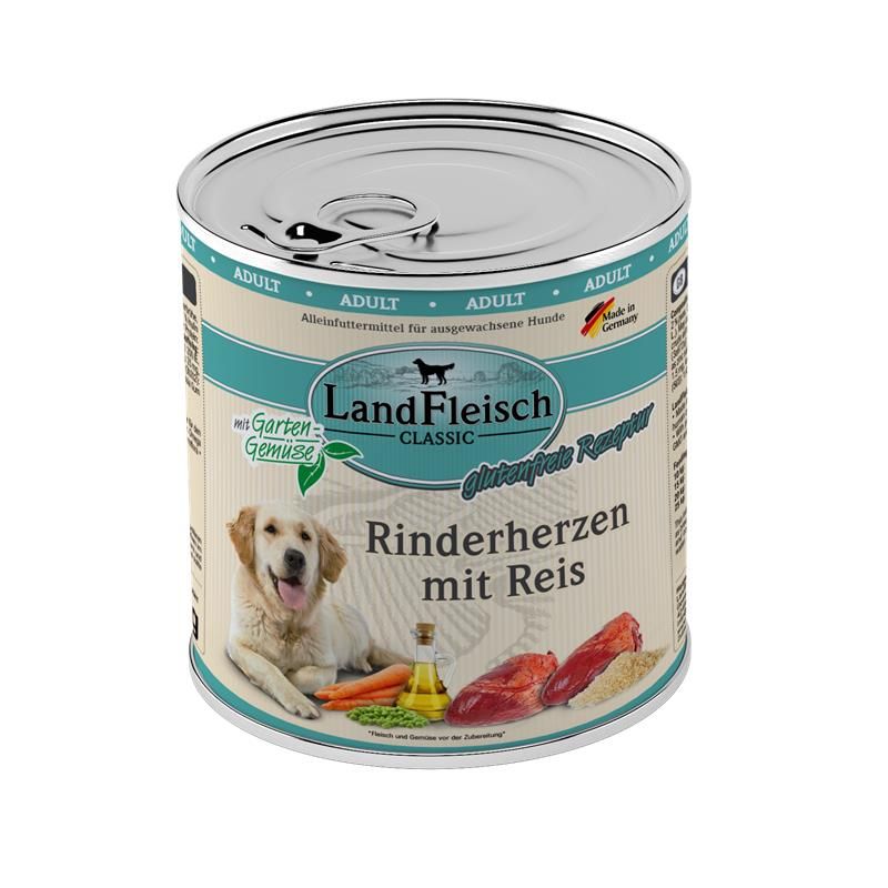 Landfleisch Dog Classic Rinderherzen mit Reis & Gartengemüse - 800g Landfleisch Dog Classic Rinderherzen mit Reis & Gartengemüse - 800g