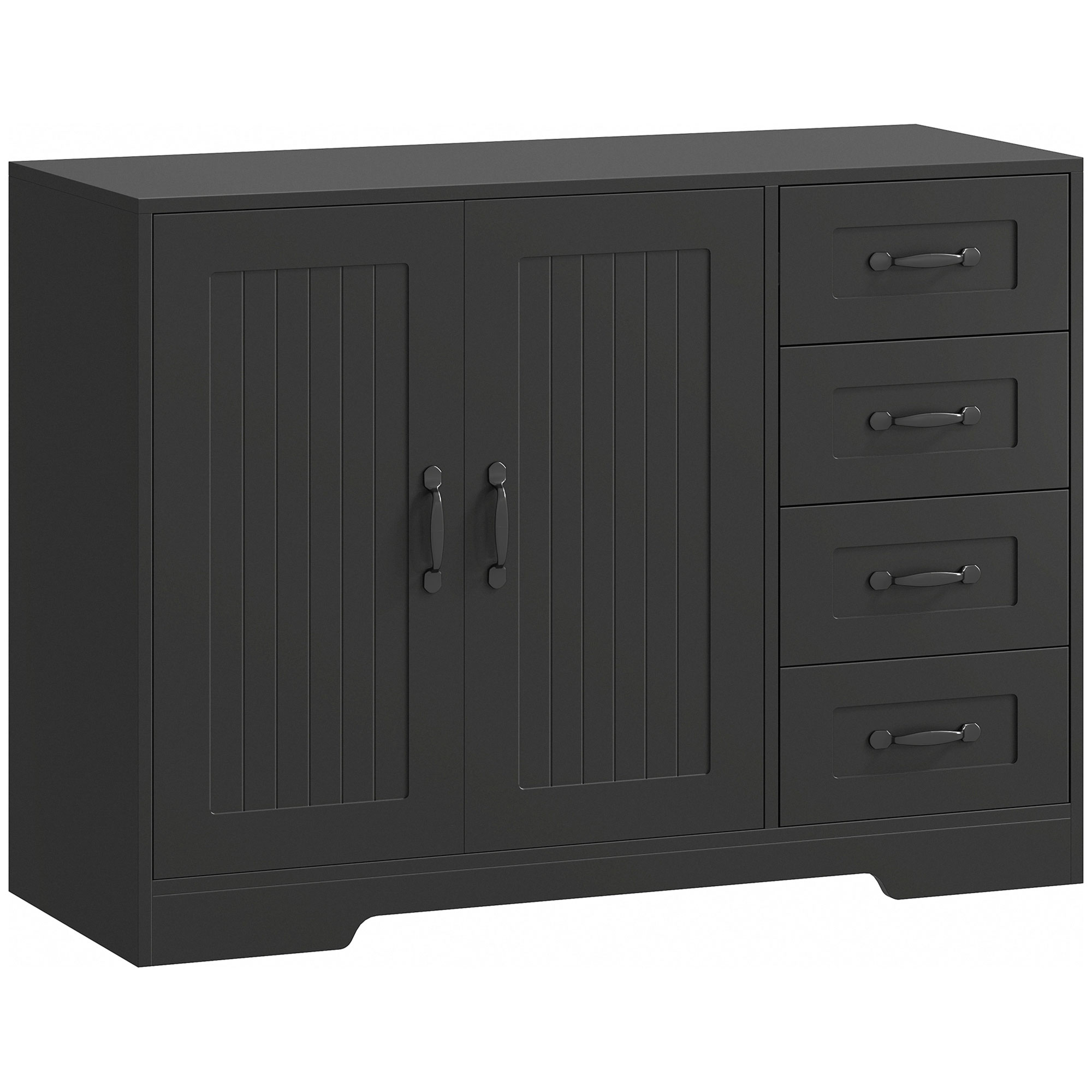 Sideboard, Kommode, moderner Stil, 4 Schubladen, 1 Schrank, 105 x 40 x 76 cm, Schwarz