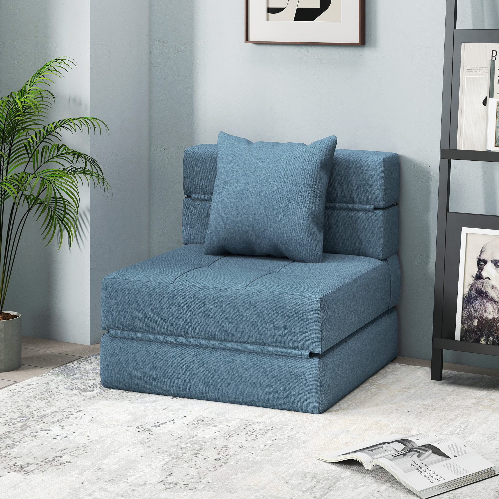 Schlafsessel Relaxsessel Gästebett. abnehmbarer Bezug, 70 cm x 70 cm x 61 cm, Dunkelblau