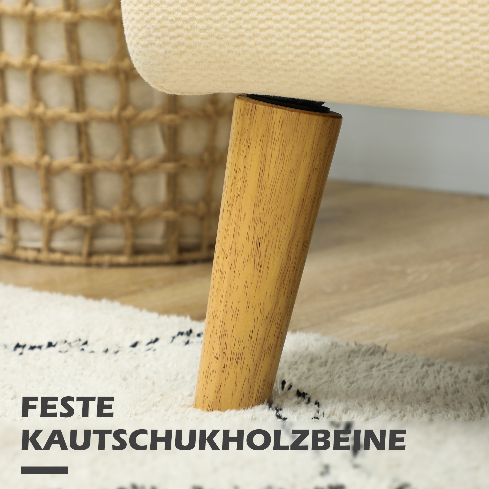 Zweisitzer-Sofa, kompakt, hautfreundlicher Bezug, bis 240 kg, 130x74x79 cm, Cremeweiß