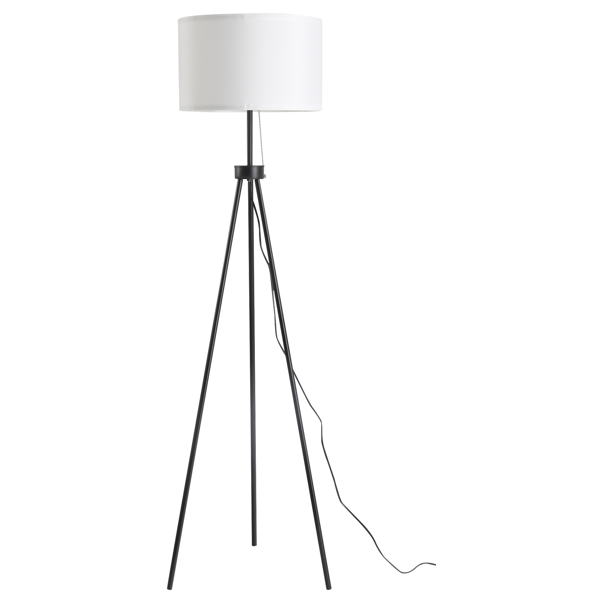 Stehlampe mit Lampenschirm aus Polyester und Baumwolle, Standleuchte Stehleuchte mit E27 Fassung für Wohnzimmer, Schlafzimmer, Weiß, exkl. Glühbirne