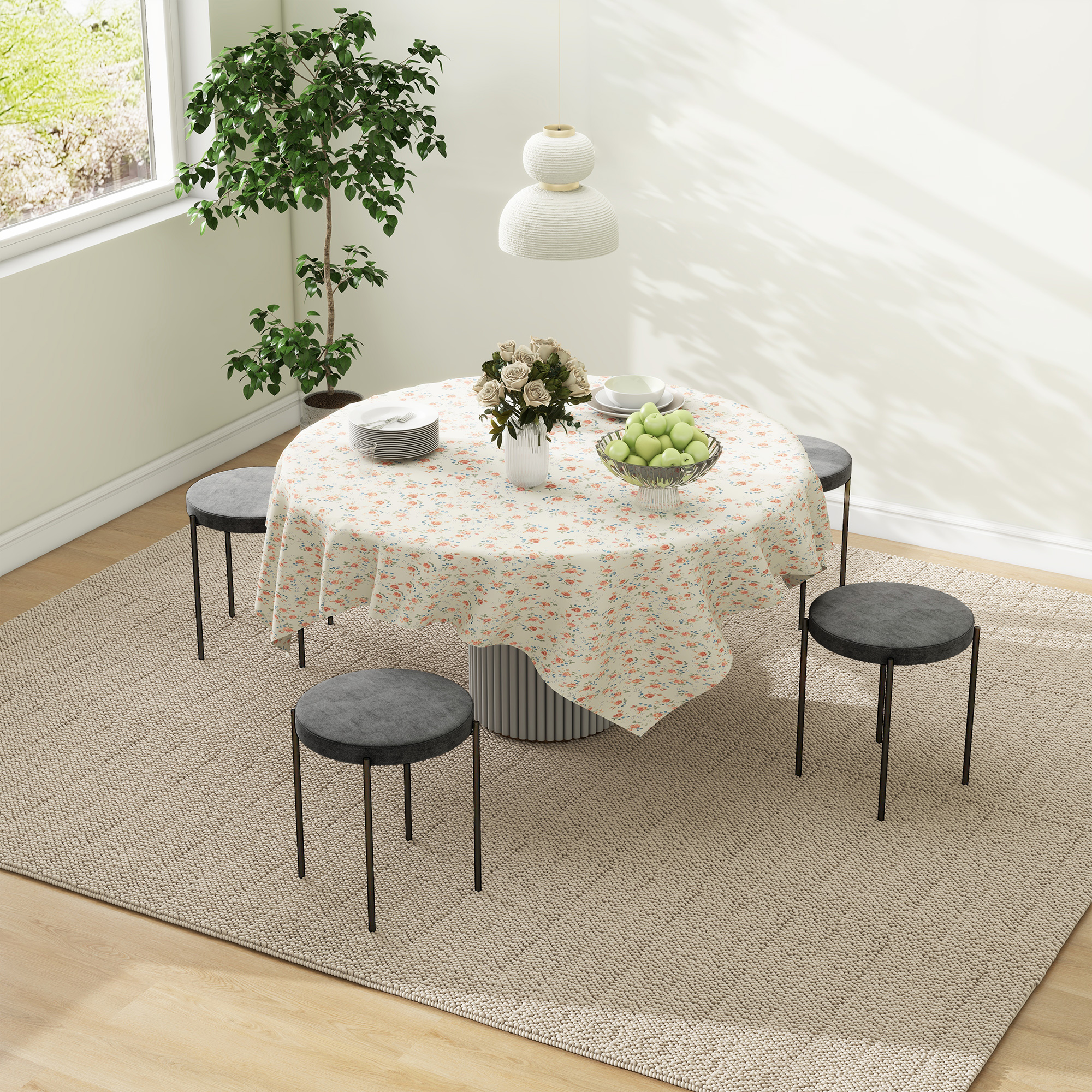 Küchenhocker 4-er Set, stapelbar, Samtoptik, bis 100kg, Stahlrahmen, 41,5 x 41,5 x 46 cm, Dunkelgrau