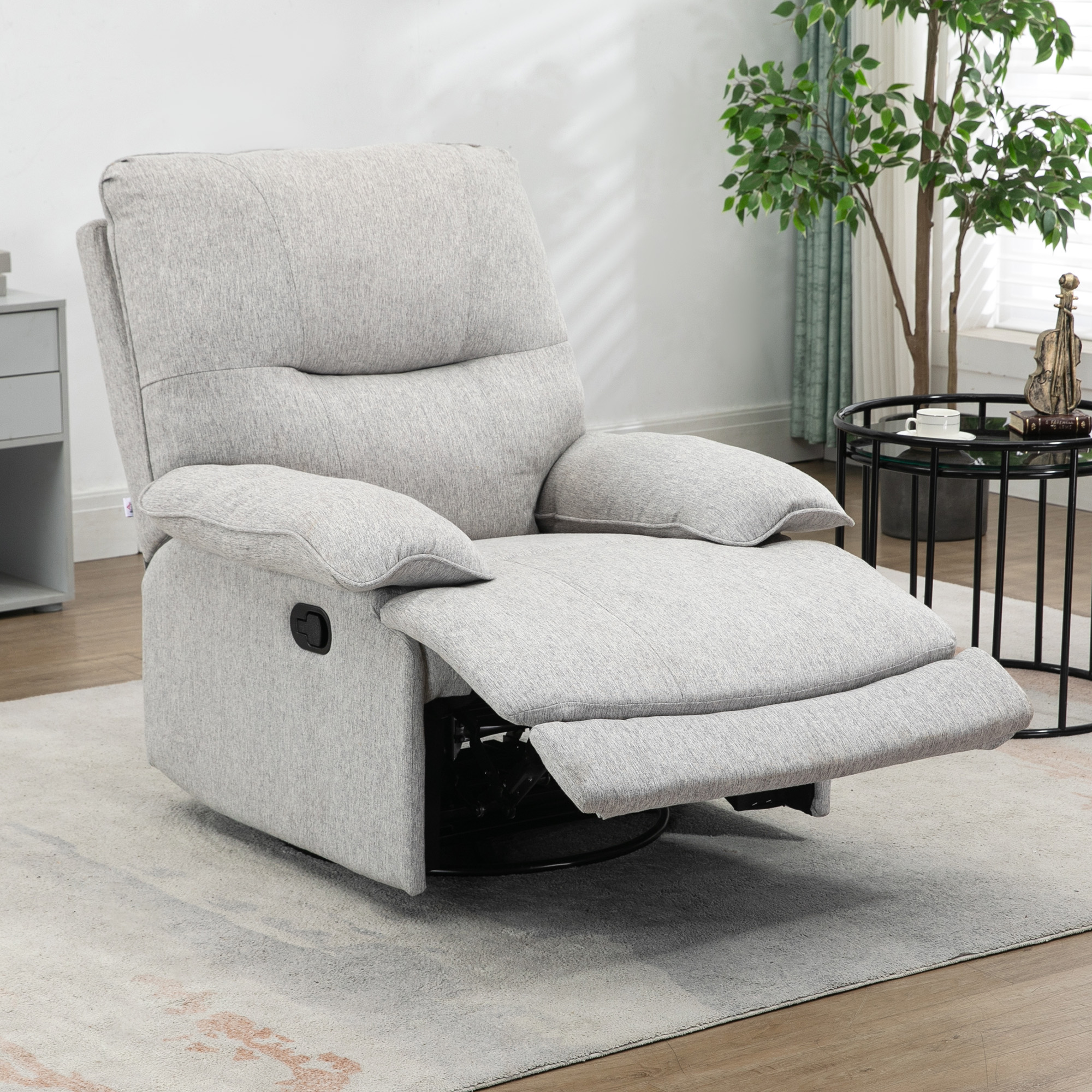 Relaxsessel mit Liegefunktion, Fußstütze, bis 160 kg, 89x98x101cm, Hellgrau