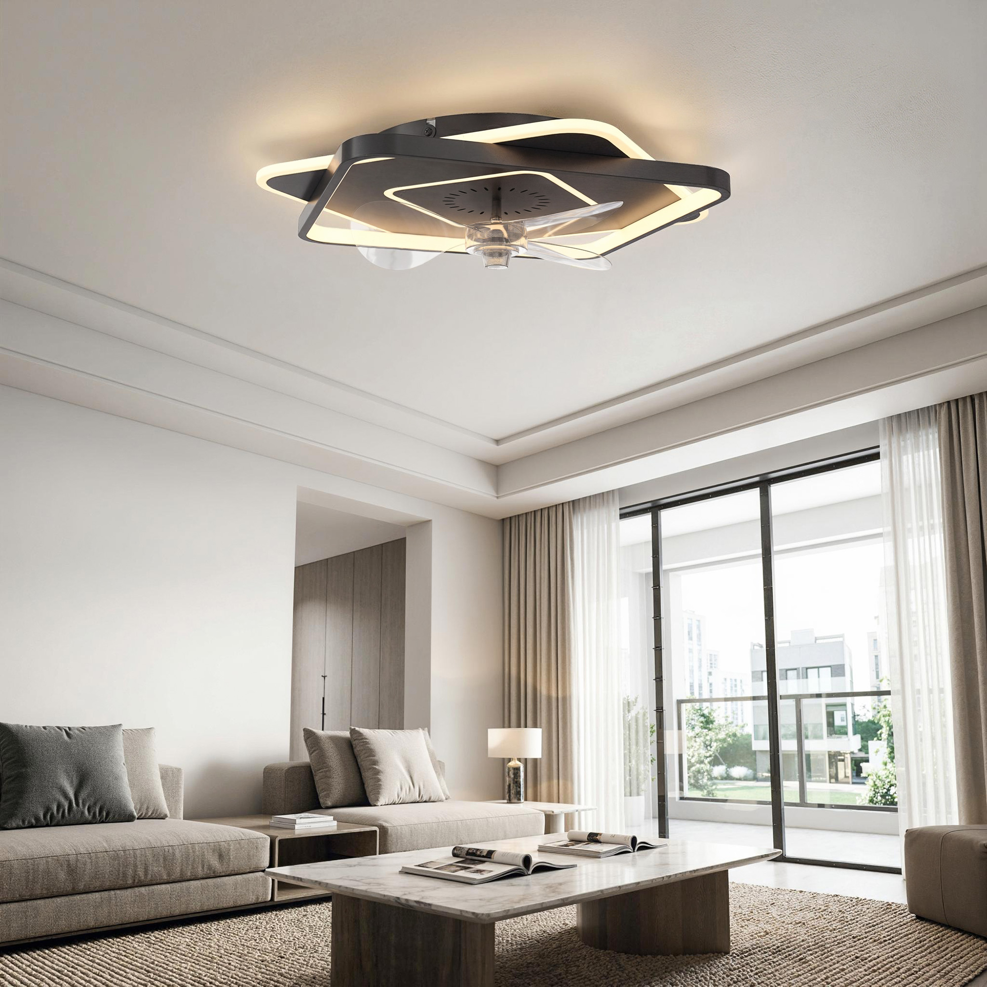 Deckenventilator mit Licht und Fernbedienung, LED-Deckenventilator mit 6 Geschwindigkeiten, 3 Farbtemperaturen