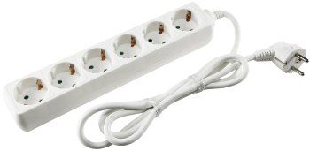 Schutzkontakt-Steckdosenleiste 6-fach / 3500W, 1,4m Kabel, weiß