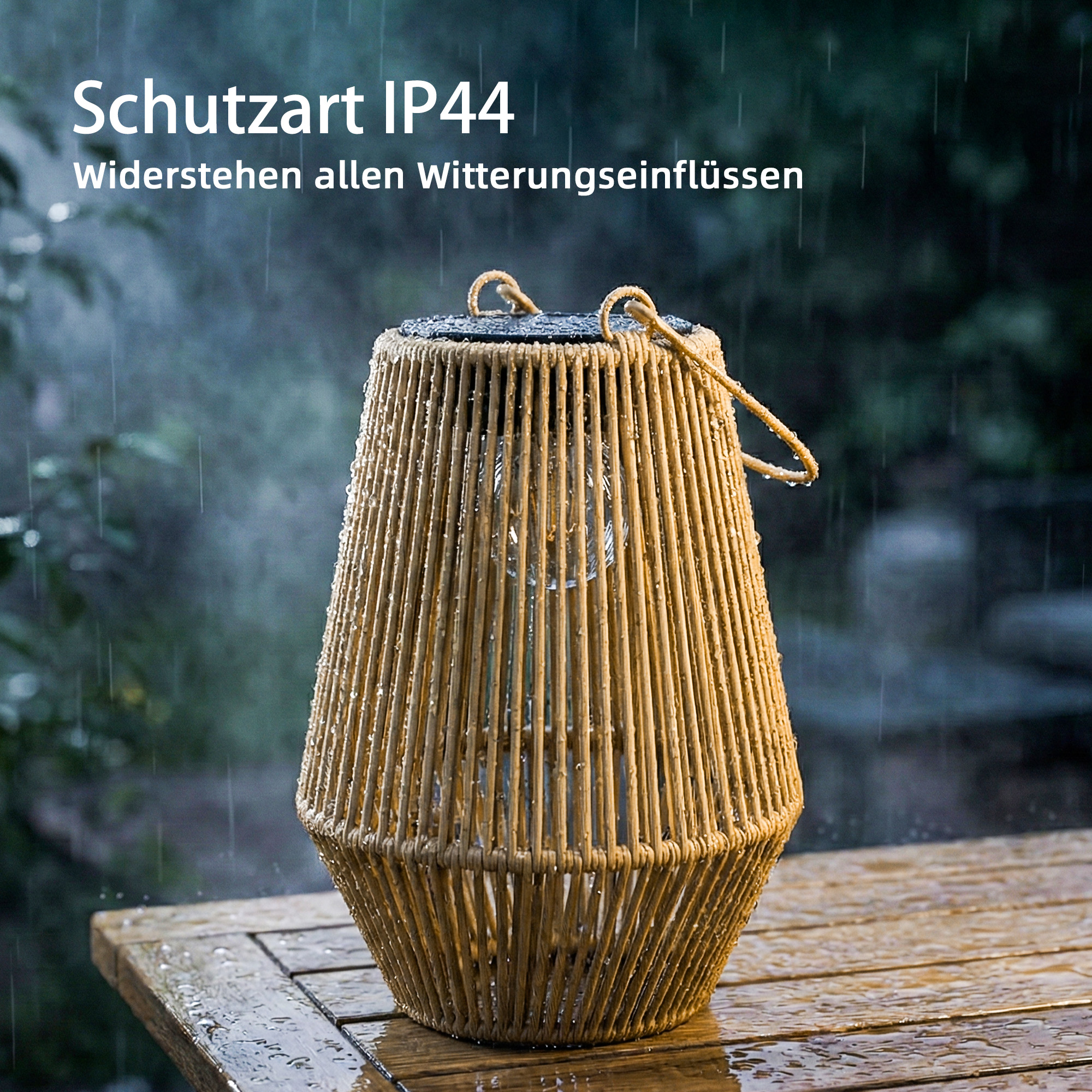 Solar Stehlampe 2er Set Rattan Hängend Solarlampen mit Lichtsensor IP44 wasserdichte Solarlampe für Garten Balkon Braun