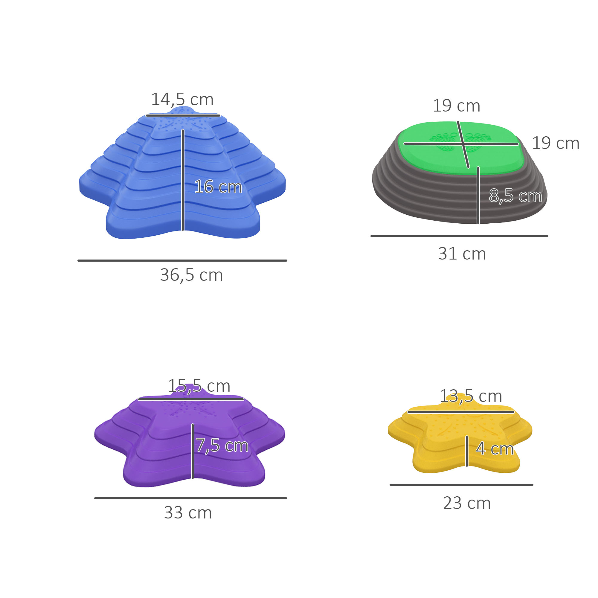 Trittsteine-Set für Kinder ab 3 Jahren, 5 Steine, rutschfest, bis 80 kg, Seestern-Design