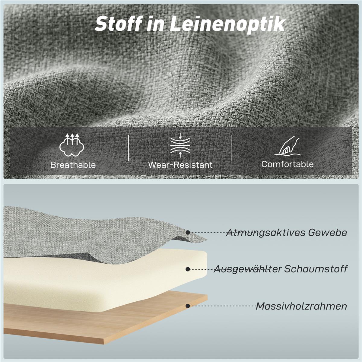 3-in-1 Schlafsessel, Ausziehbarer Sofa-Bett Sessel mit Verstellbarer Rückenlehne, Grau